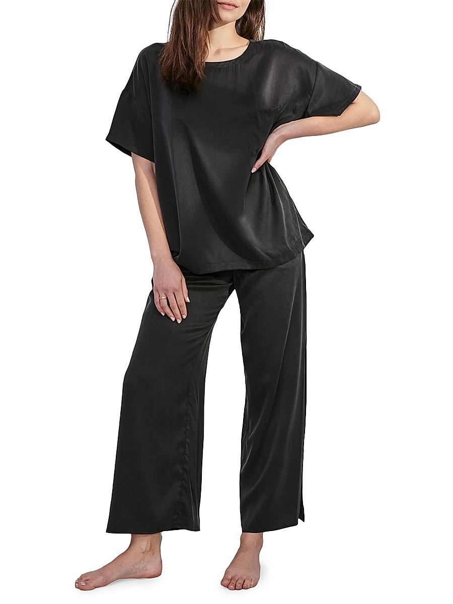 Womens Washable Silk T-Shirt & Pants Pajamas Product Image