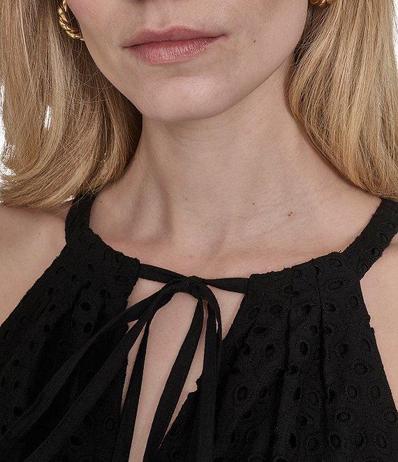 Vince Camuto Halter Neck Sleeveless Embroidered Midi Dress Product Image