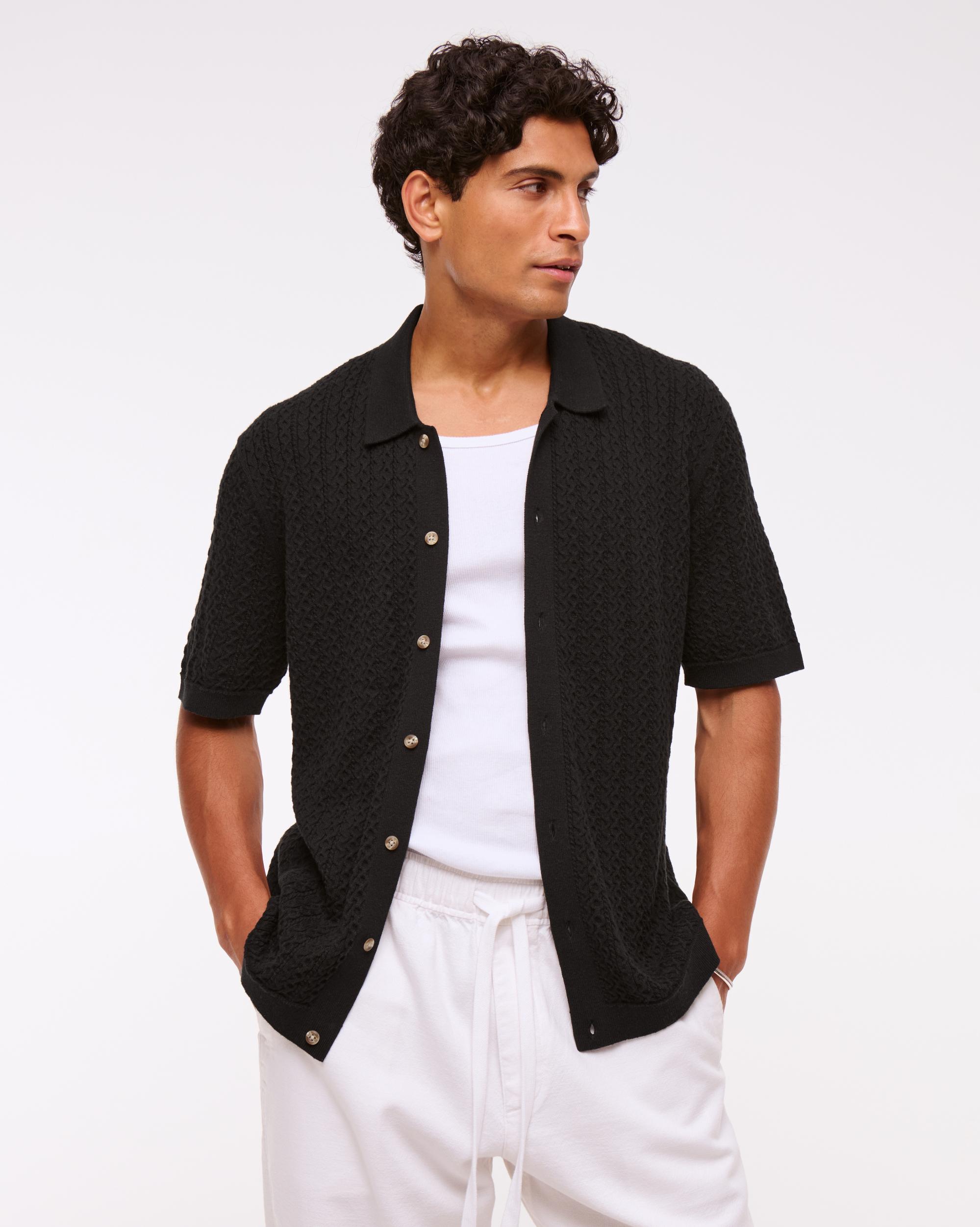 Cable Button-Through Sweater Polo Product Image