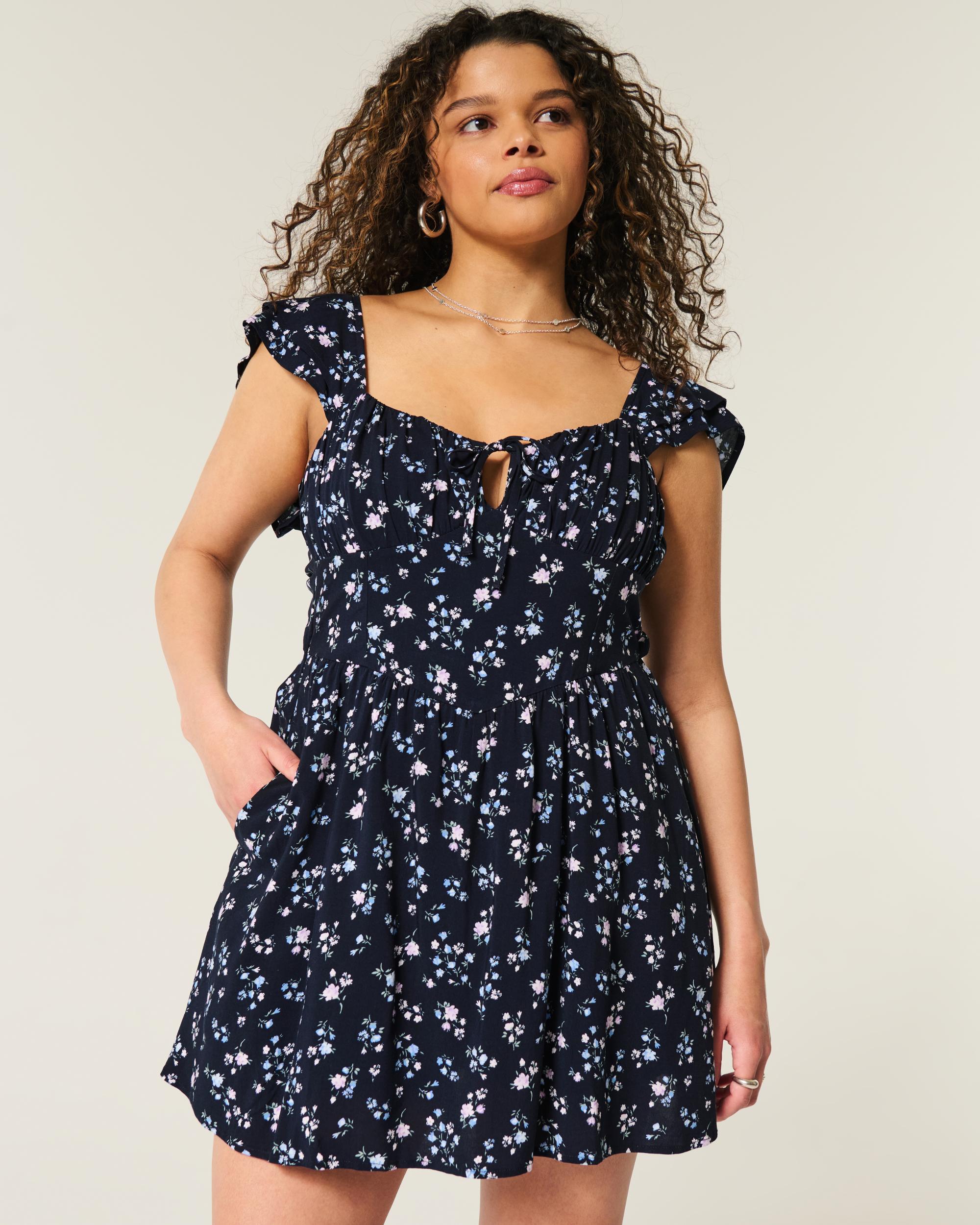 Flutter Sleeve V-Waist Mini Dress Product Image