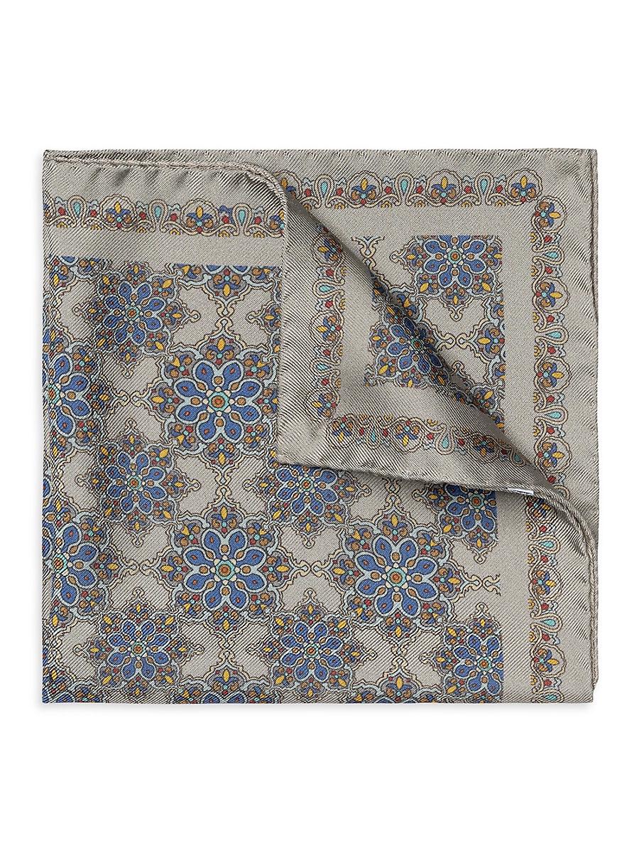 Men's Silk Twill Medallion Pocket Square Product Image