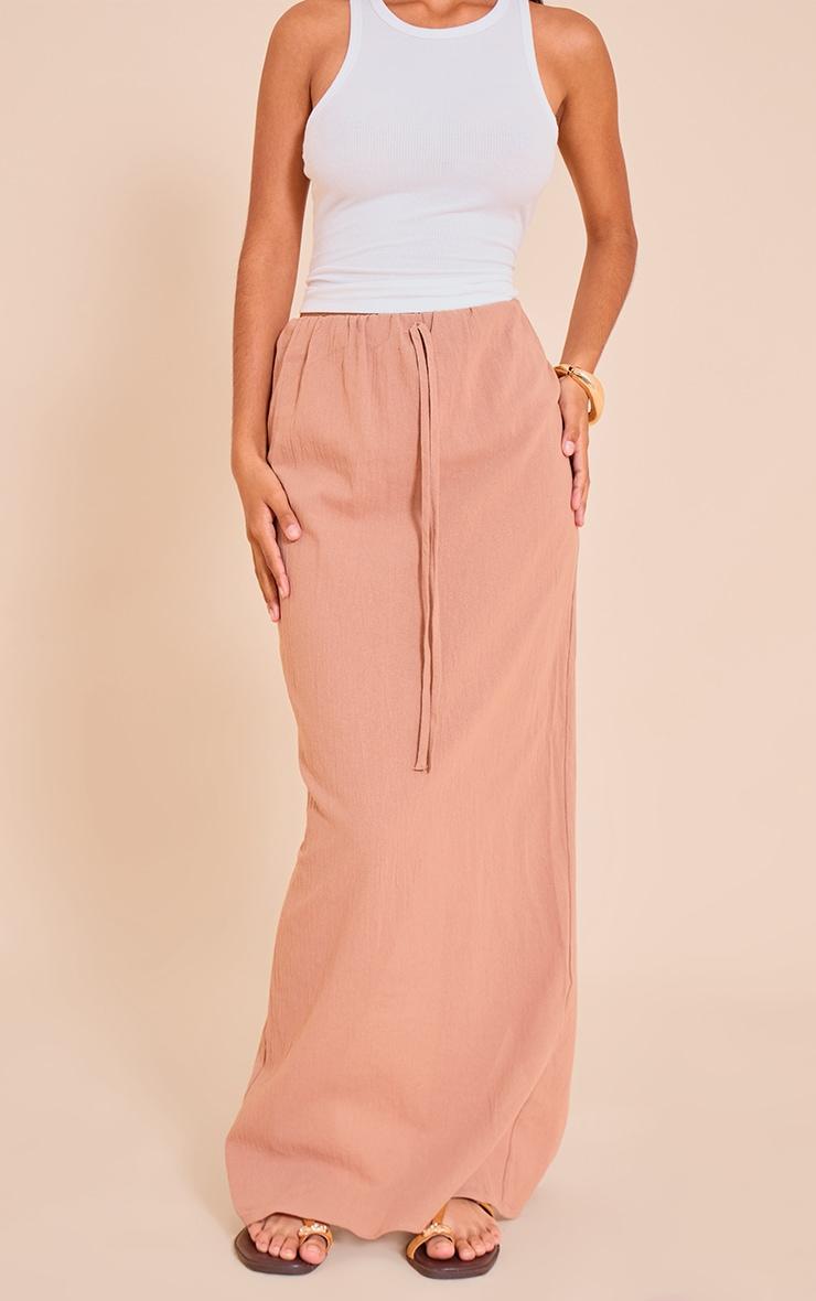 Petite Rust Linen Look Maxi Skirt Product Image