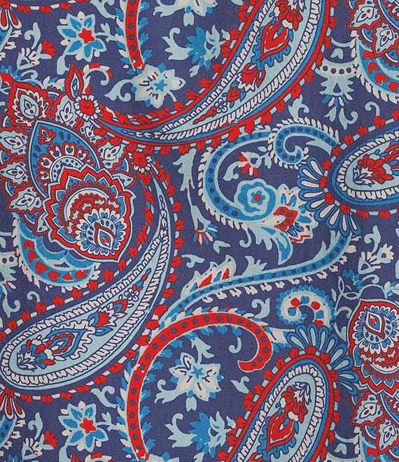 Cremieux Big & Tall Premium Denim Paisley Print Stretch Short-Sleeve Woven Shirt Product Image