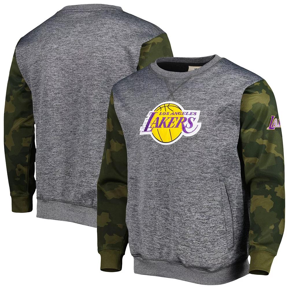 Men's Fanatics Branded Heather Charcoal Los Angeles Lakers Camo Stitched Sweatshirt, Size: Medium Product Image