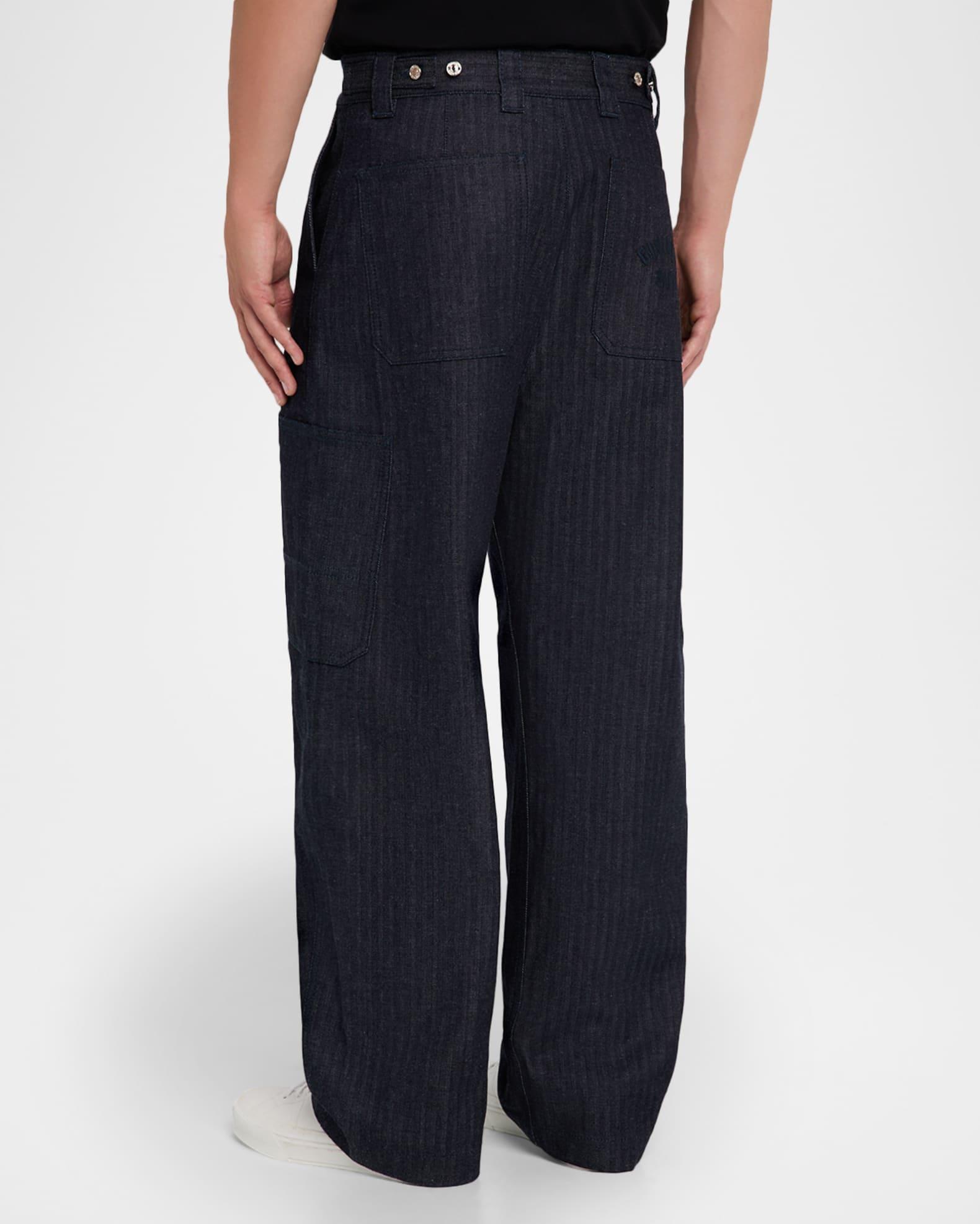 Men's Denim Wide-Leg Cargo Pants Product Image
