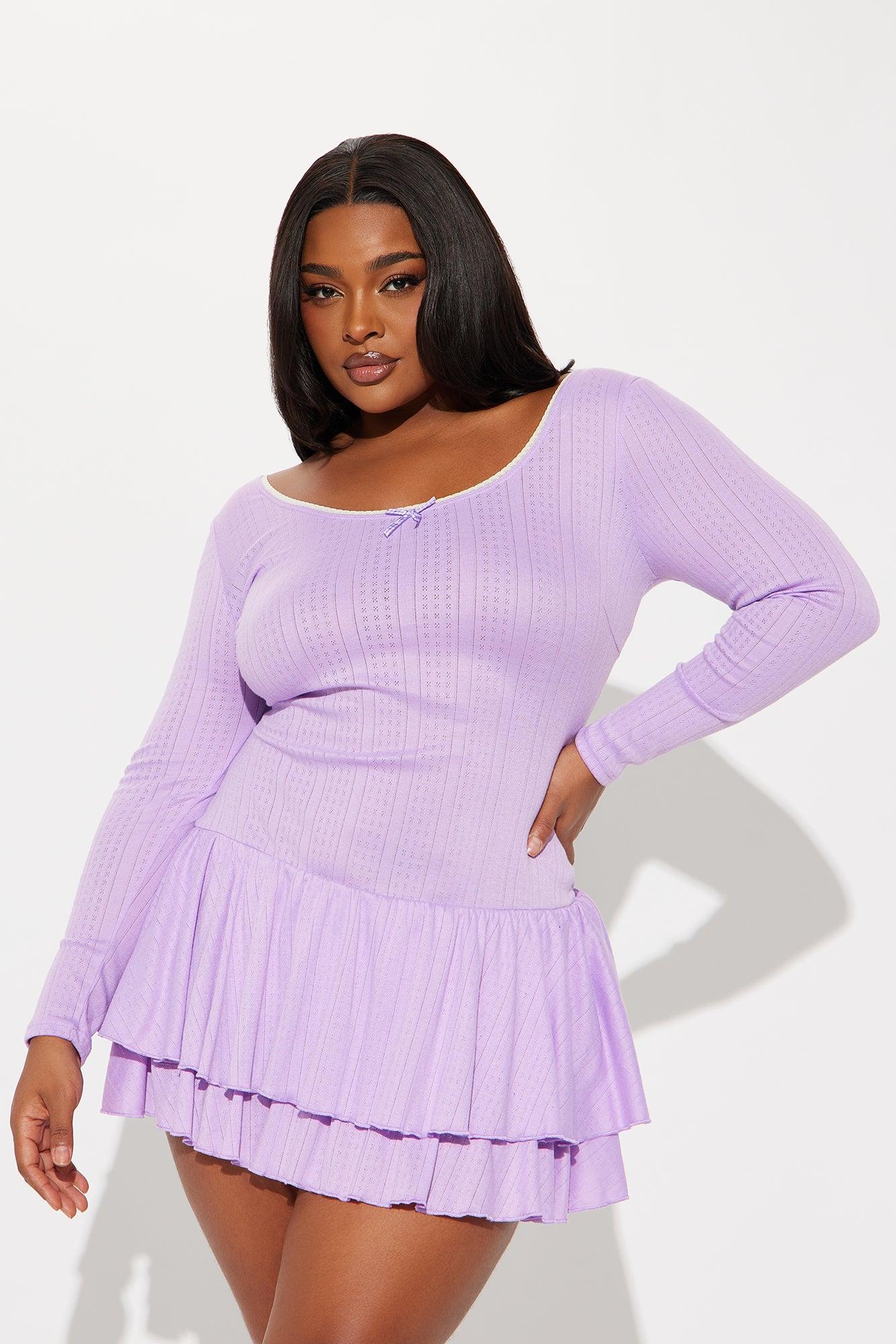 Lisa Long Sleeve Mini Dress - Lavender Product Image