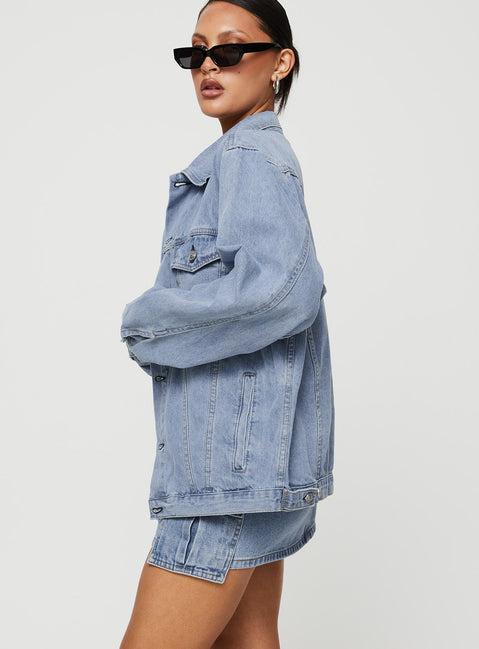 Western Denim Jacket Pale Blue Product Image