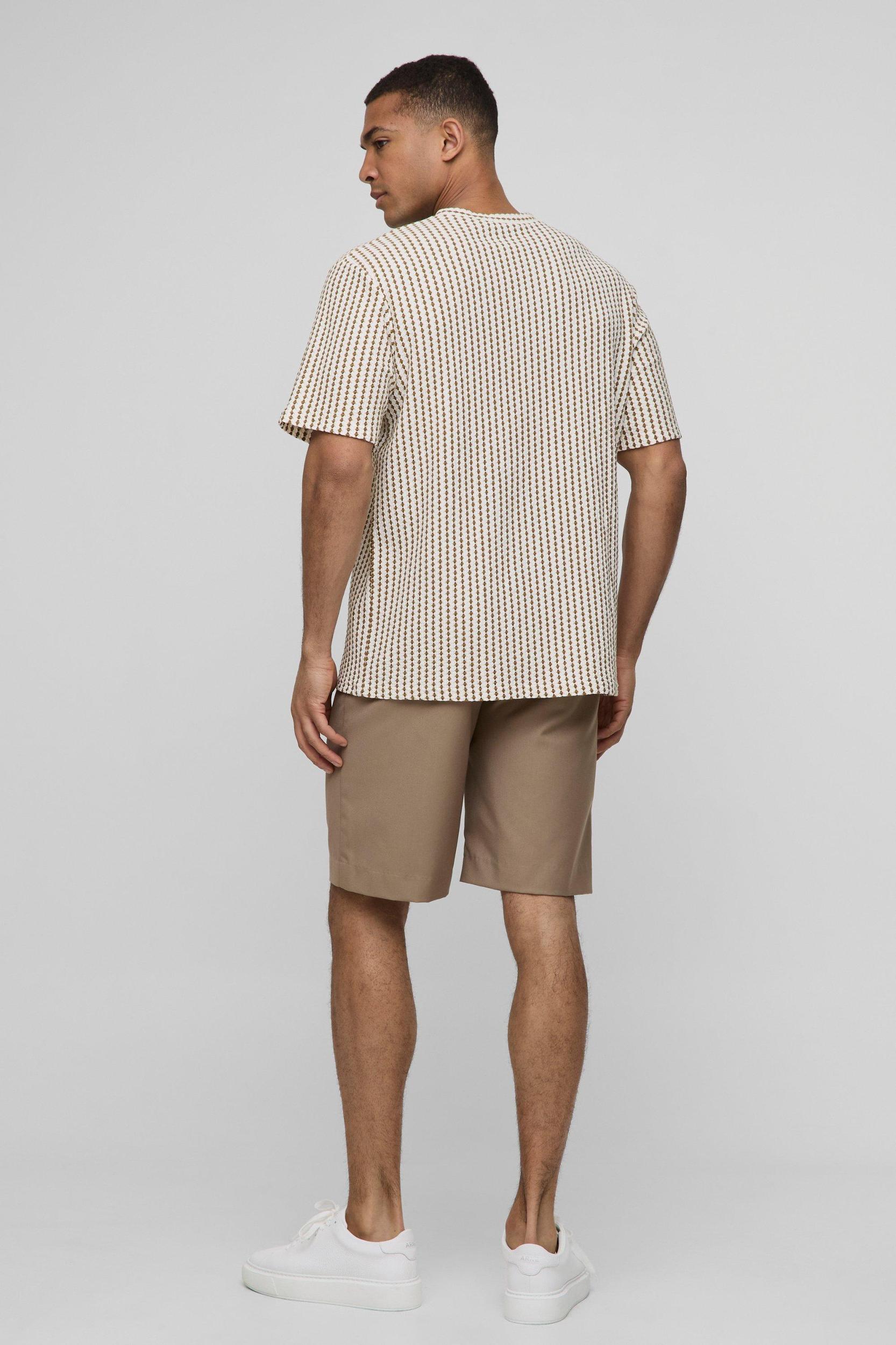 Regular Fit Textured Stripe T-Shirt | boohooMAN USA Product Image