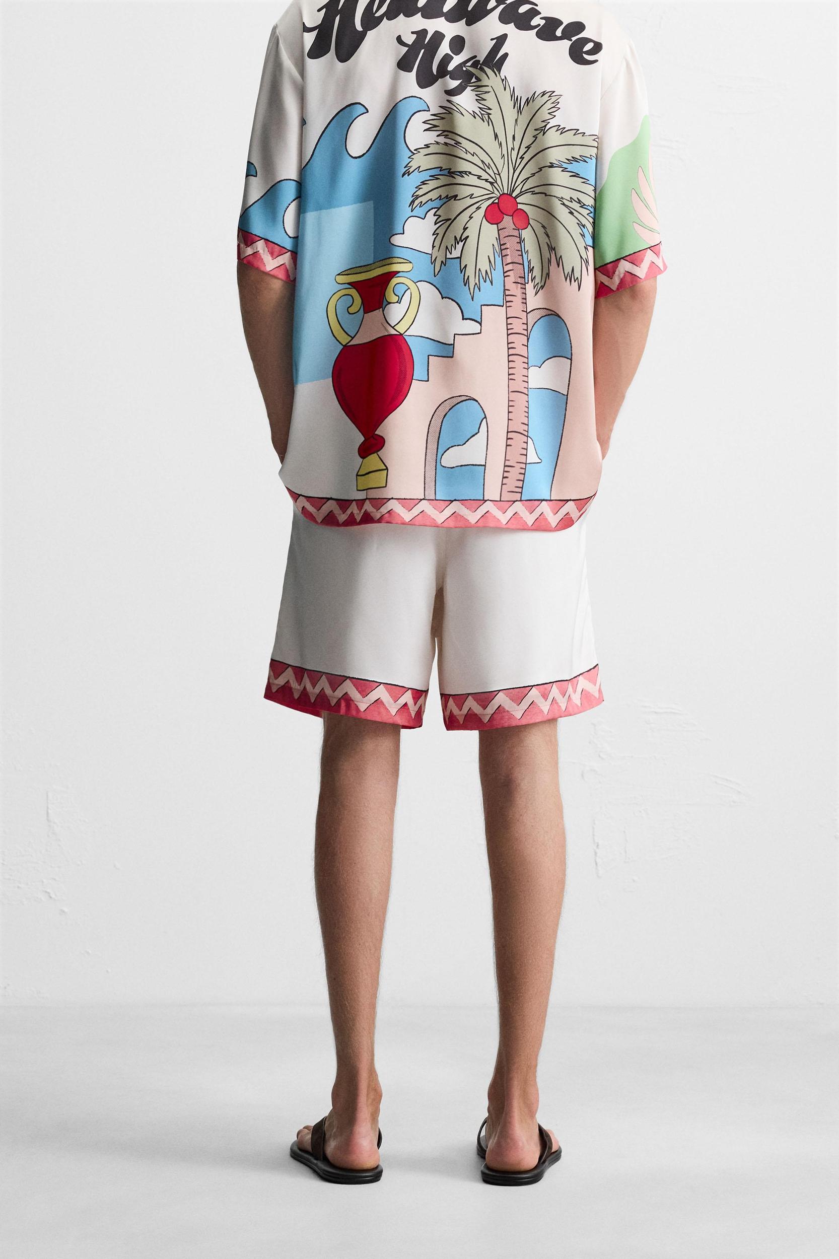 SATIN SHORTS WITH CONTRAST STRIPES Product Image