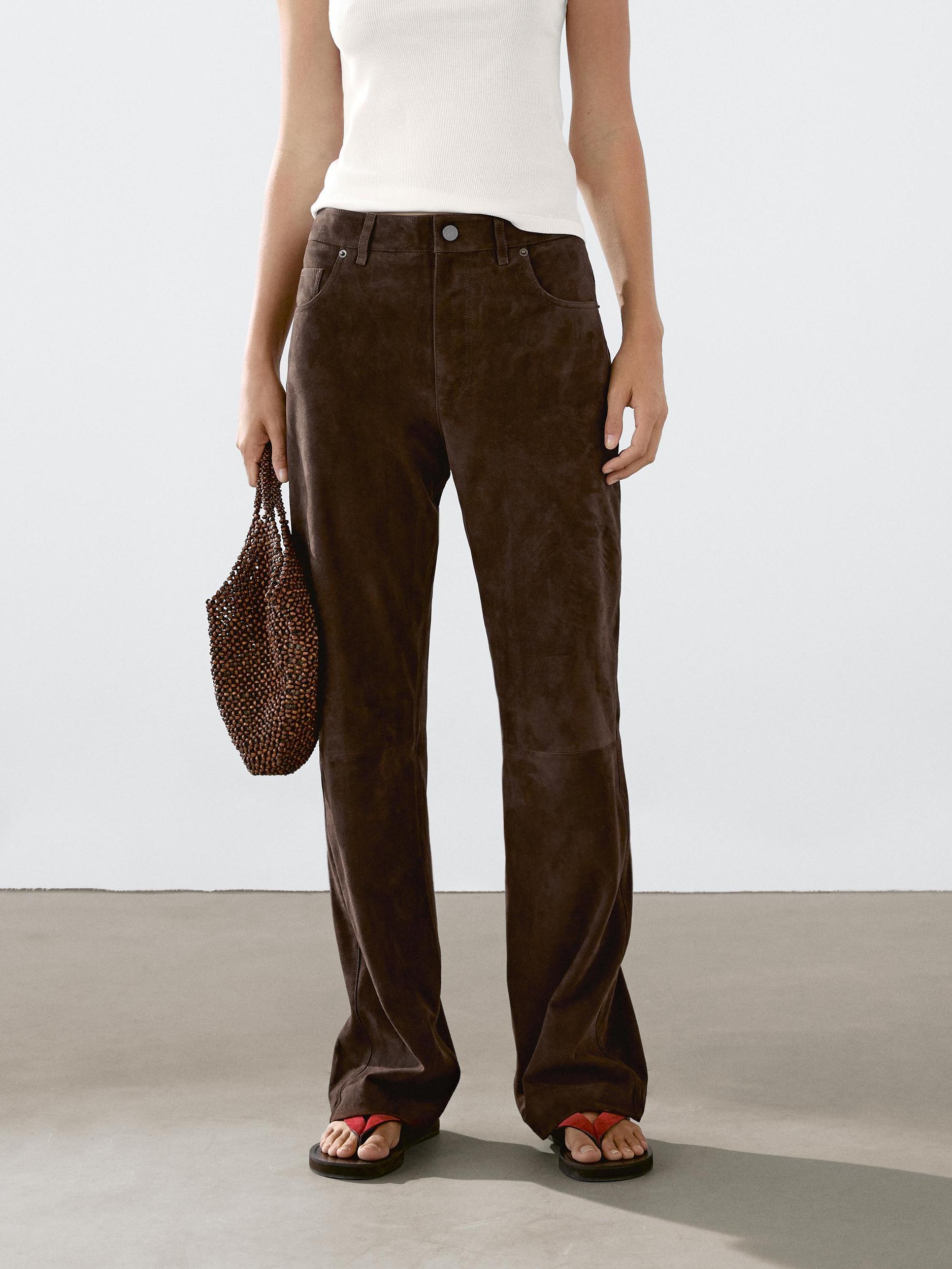 Suede leather trousers Product Image