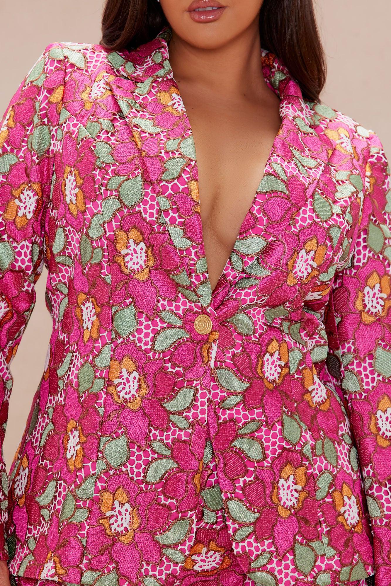 Maura Embroidered Blazer - Pink/combo Product Image