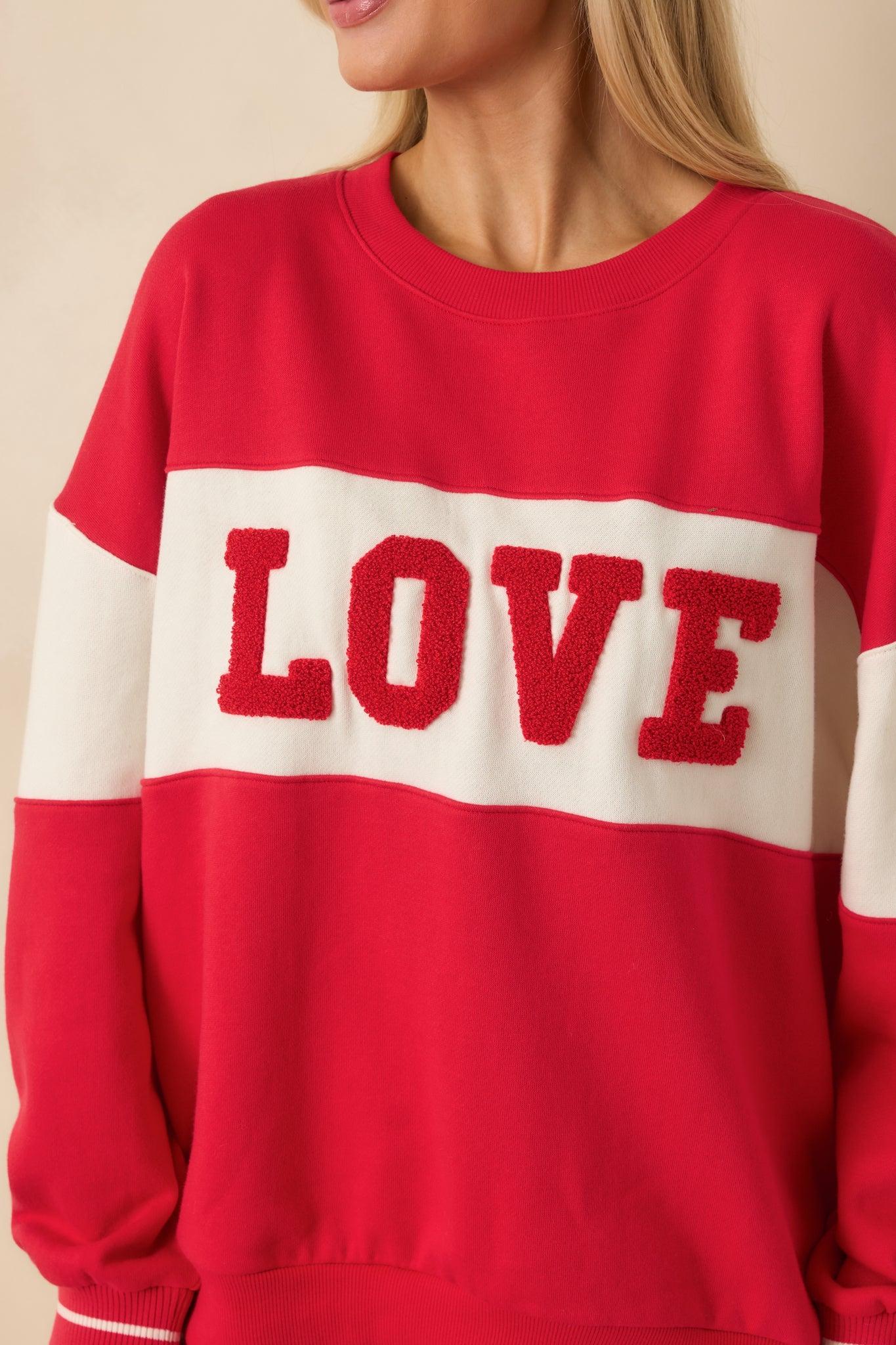 Z Supply Kiss Me Red Oversized Love Sweatshirt Product Image
