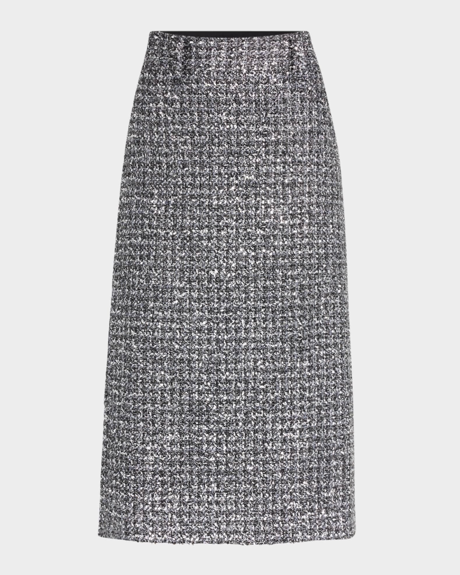 Metallic Tweed Midi Pencil Skirt Product Image