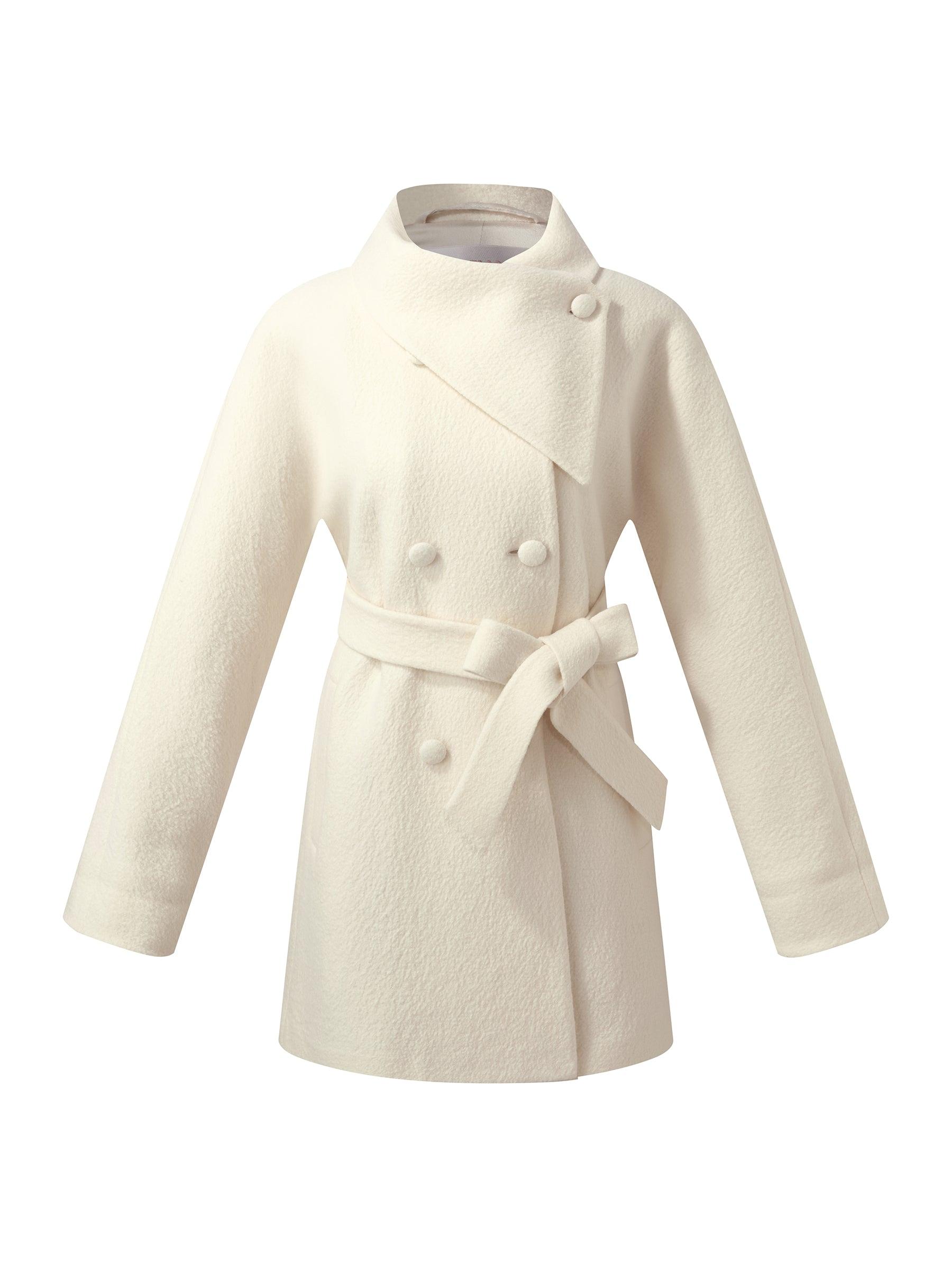100% Wool Self-Tie Belt Women Coat Product Image