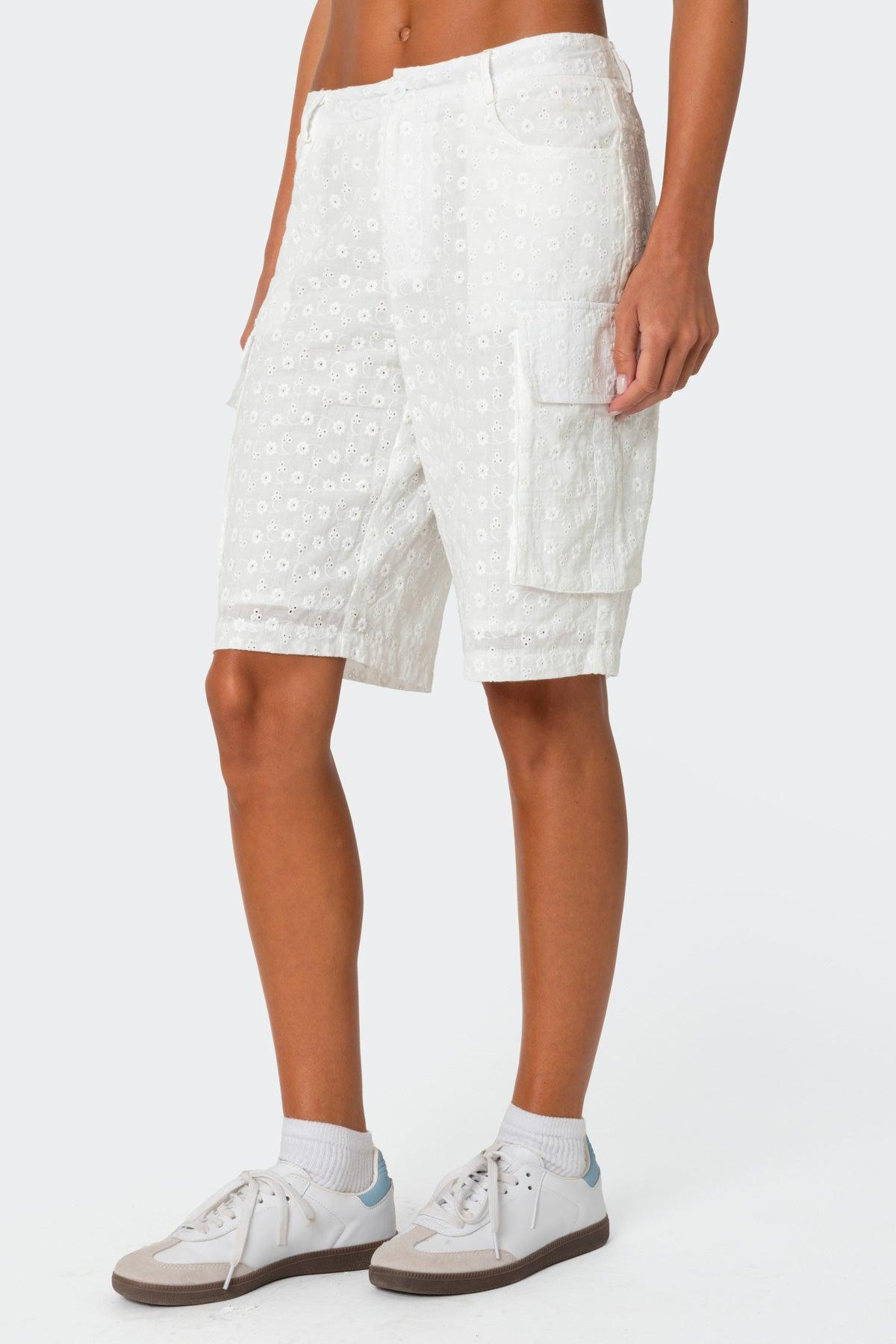 Eyelet Cargo Bermuda Shorts Product Image