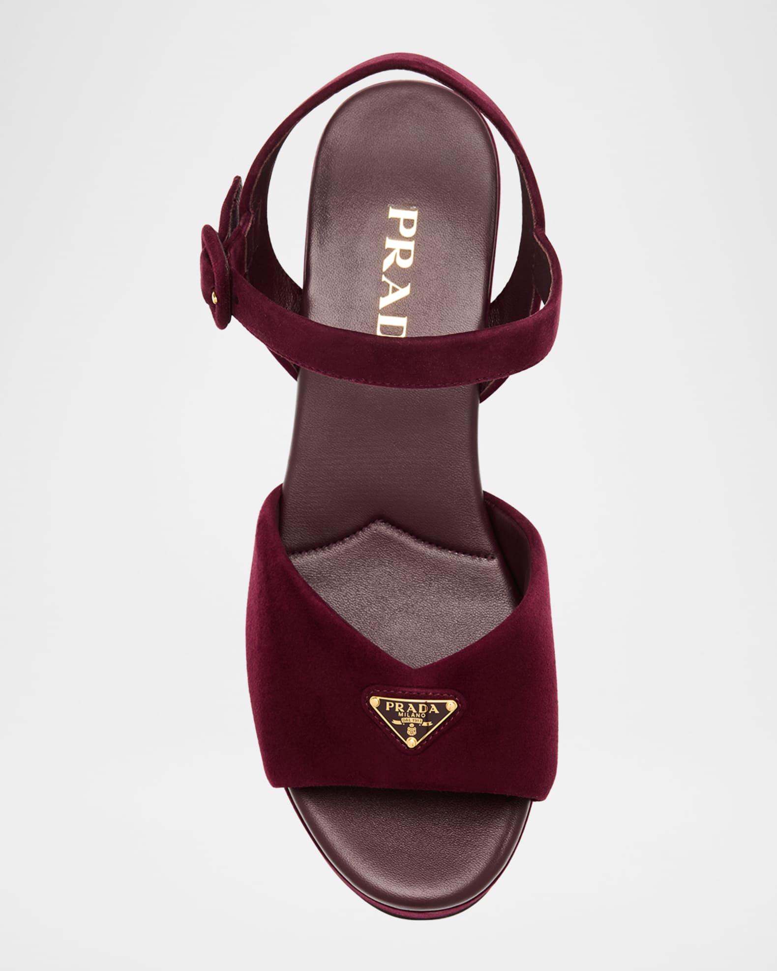 Suede Triangle Logo Platform Sandals  Product Image