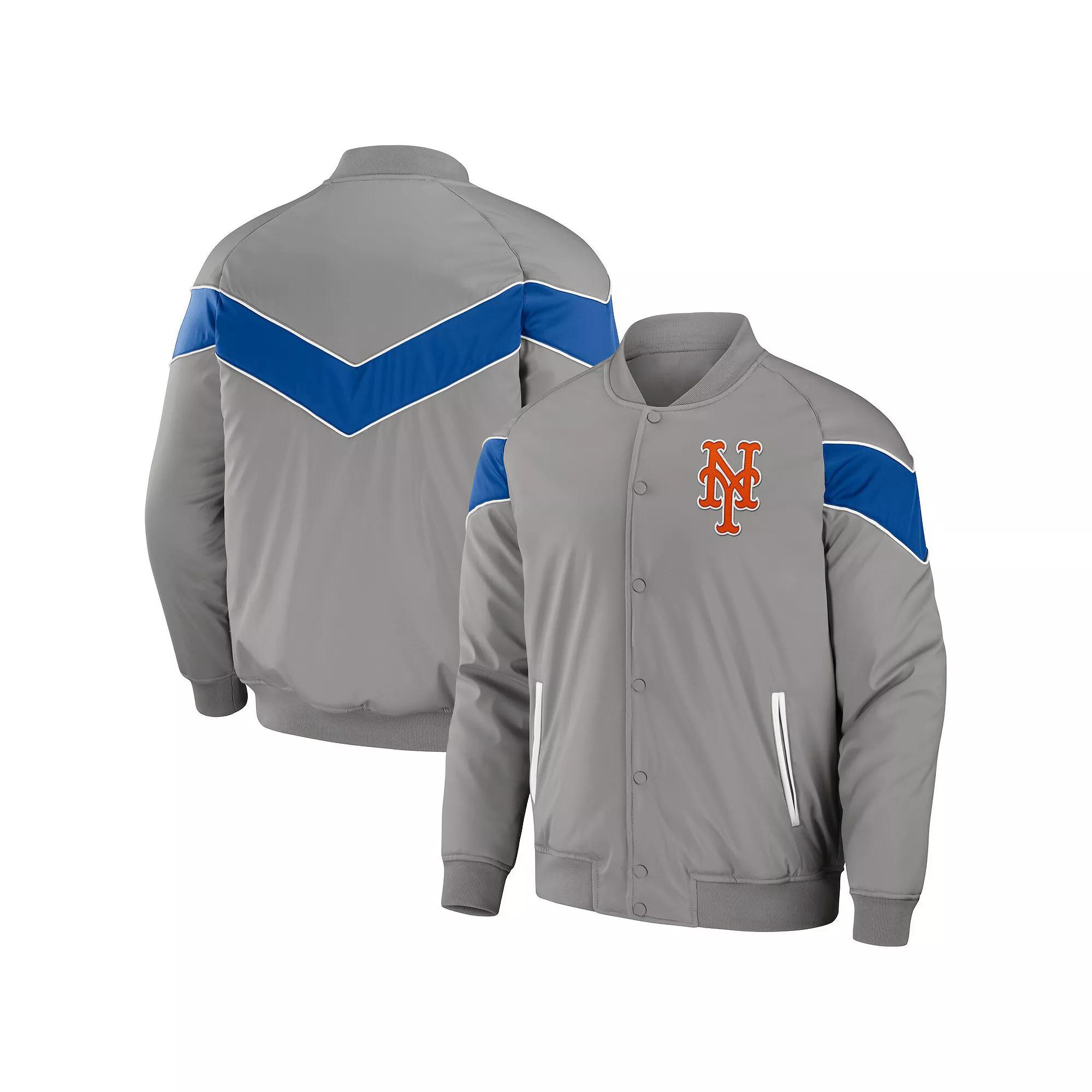 Men's Darius Rucker Collection by Fanatics Gray New York Mets Baseball Raglan Full-Snap Jacket, Size: 2XL, Grey Product Image