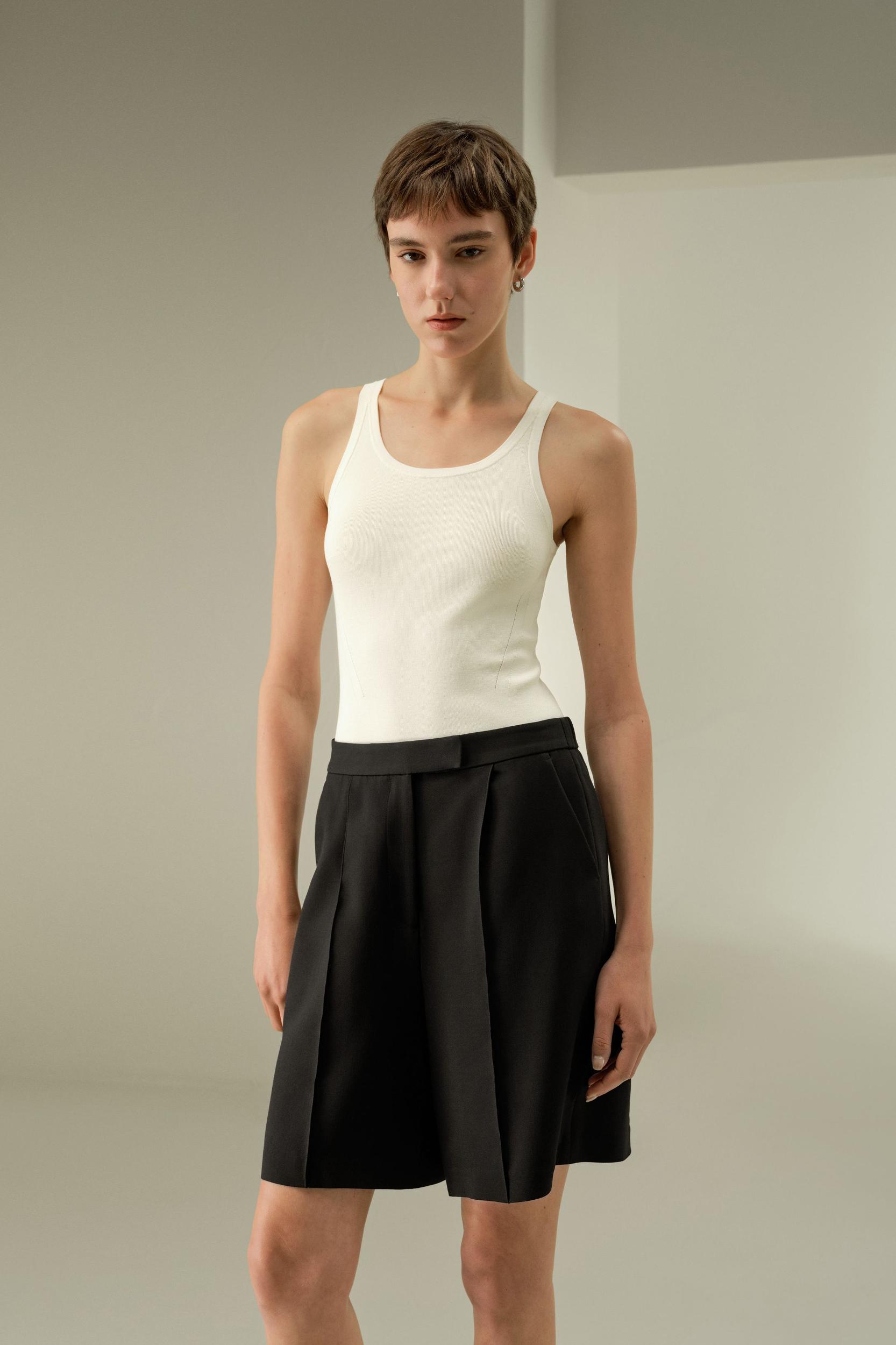 LILYSILK Womens Shorts - Black Wool-Silk Blend - Ultimate Luxury Laid-Back Fit Shorts 4 Product Image