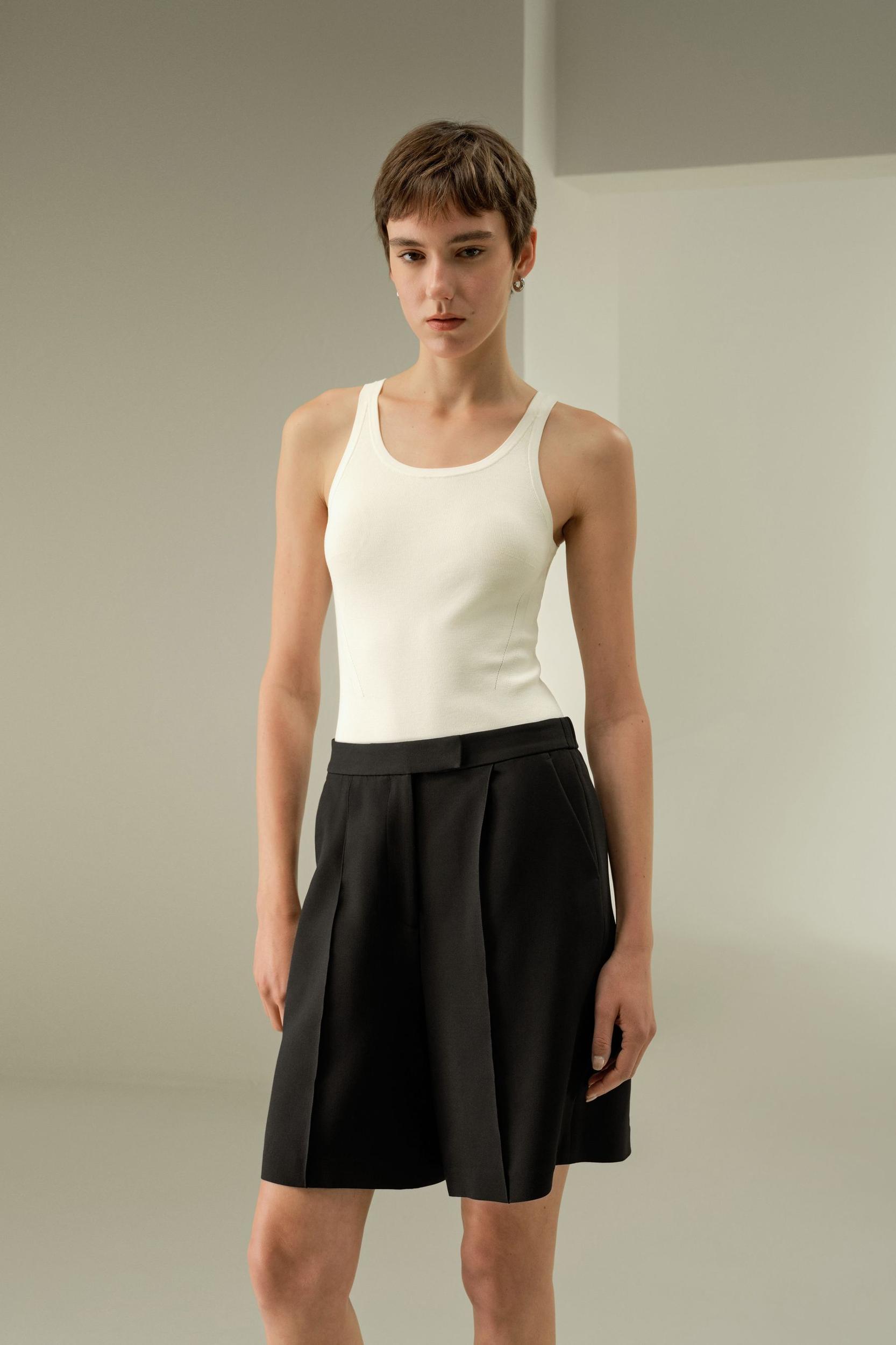 LILYSILK Womens Shorts - Black Wool-Silk Blend - Ultimate Luxury Laid-Back Fit Shorts 4 Product Image