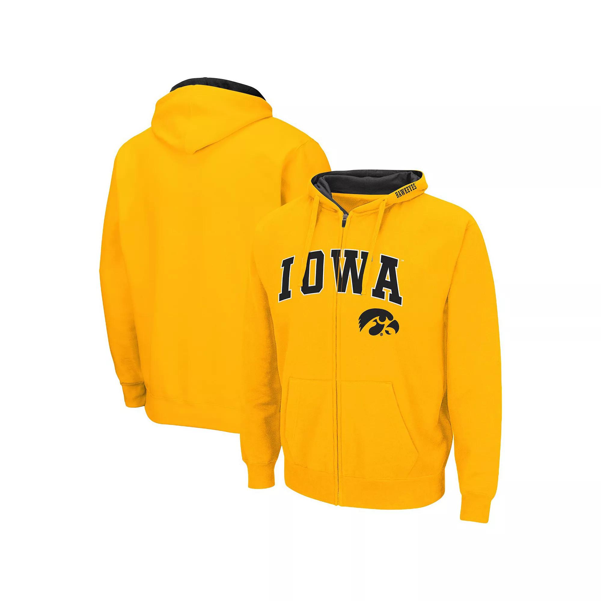 Men's Colosseum Gold Iowa Hawkeyes Arch & Logo 3.0 Full-Zip Hoodie,  Product Image