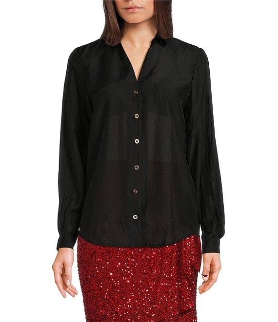 Never Fully Dressed Miley Point Collar Neck Long Sleeve Button Front Shirt Product Image