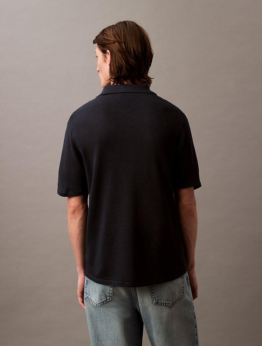 Linen Blend Classic Sweater Polo Shirt Product Image