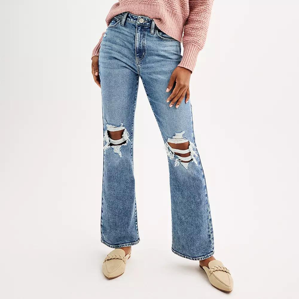 Juniors' SO® High-Rise '90s Bootcut Jeans, Girl's, Size: 13, Medium Destructed Product Image