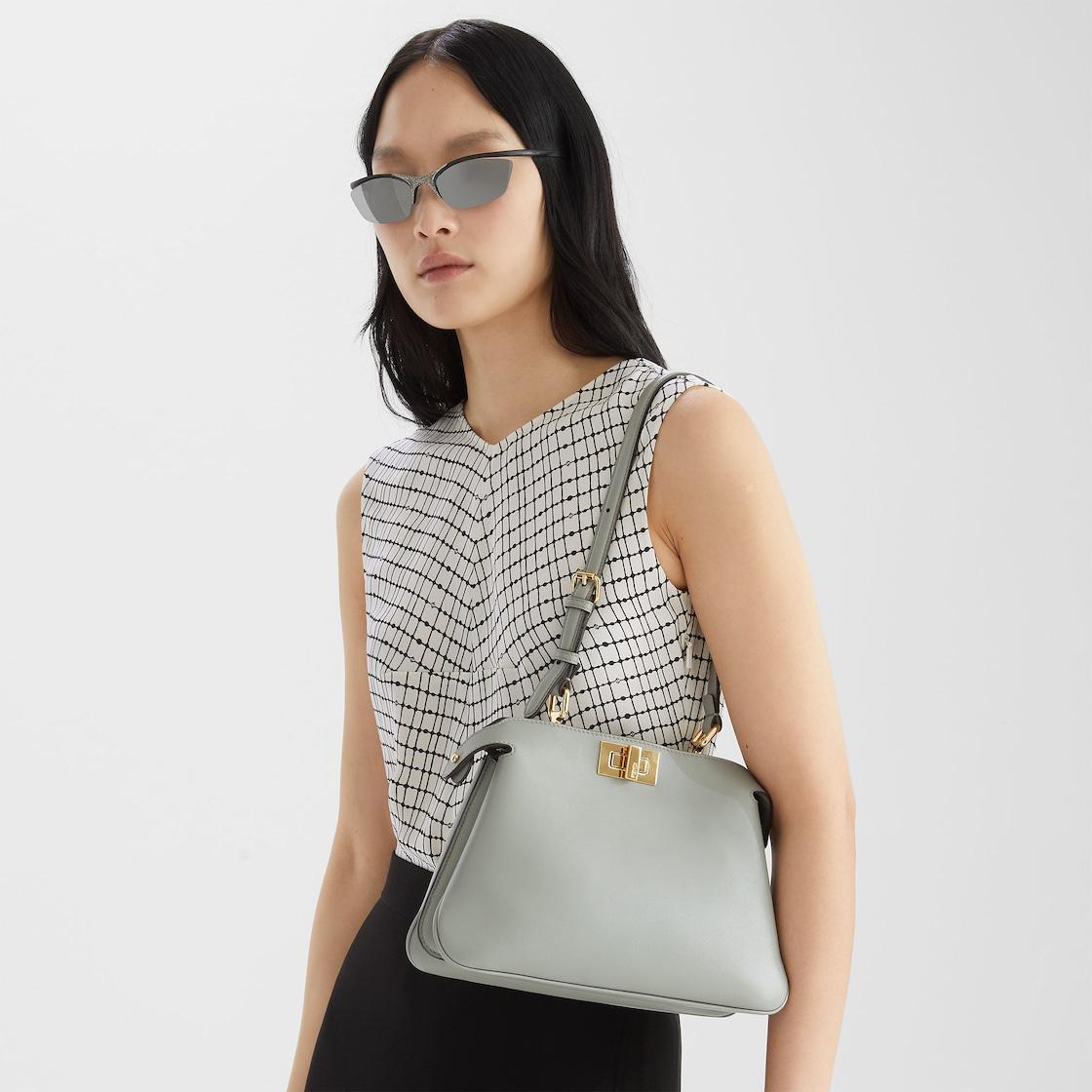 Peekaboo Soft SmallMatcha green leather bag Product Image