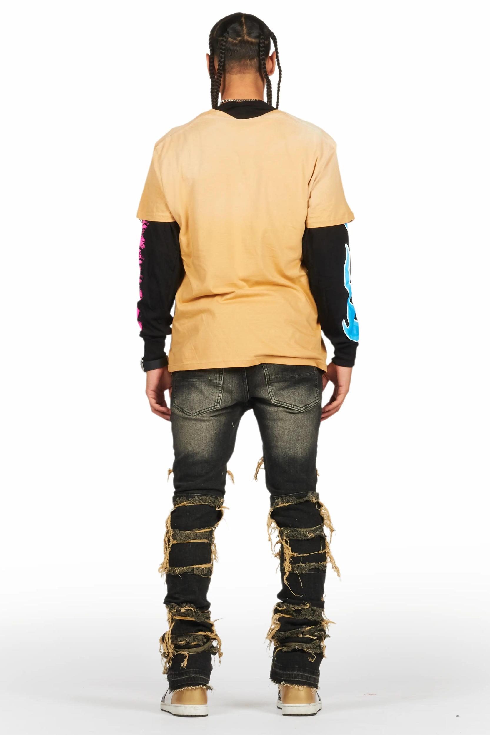 Vasco Tint Dark Wash Black Stacked Flare Jean Male Product Image