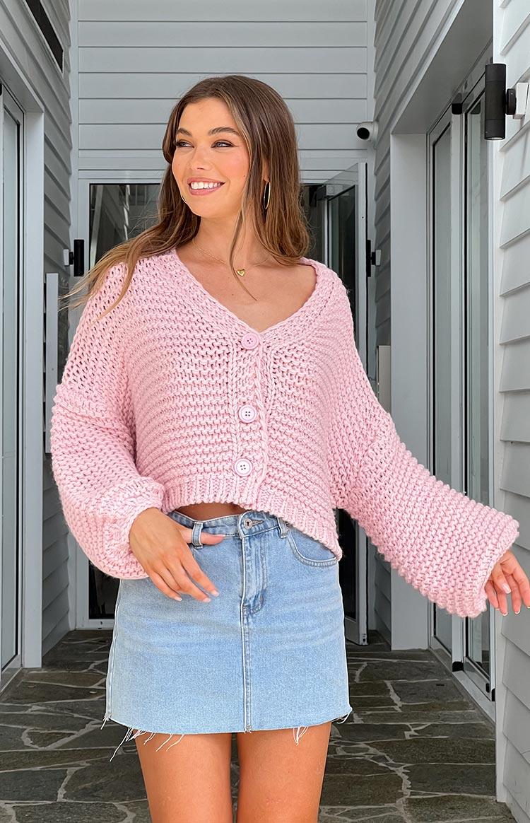 Jen Light Pink Knit Cardigan Product Image