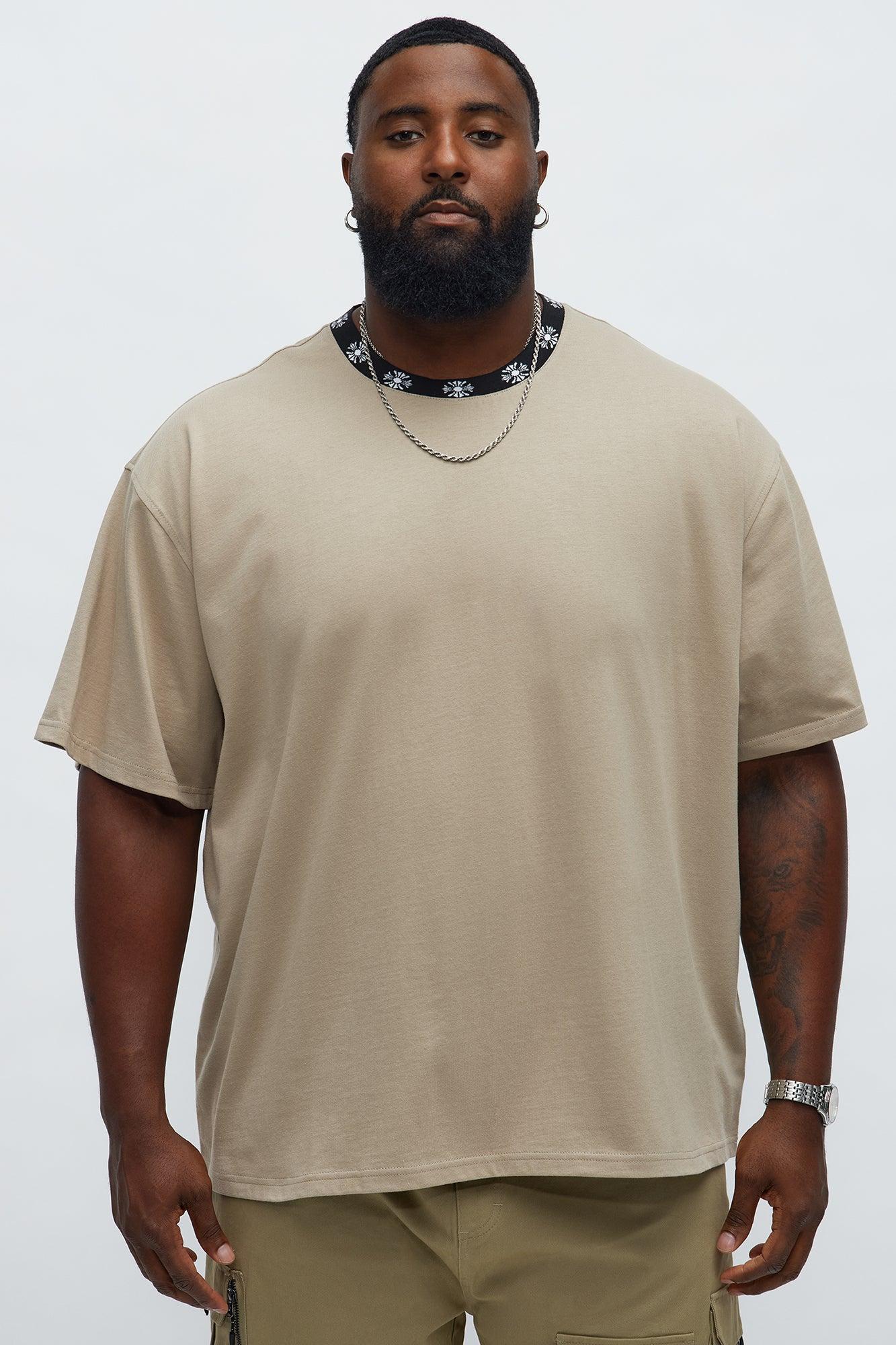 Short Sleeve Cross Collar Graphic - Stone Male Product Image