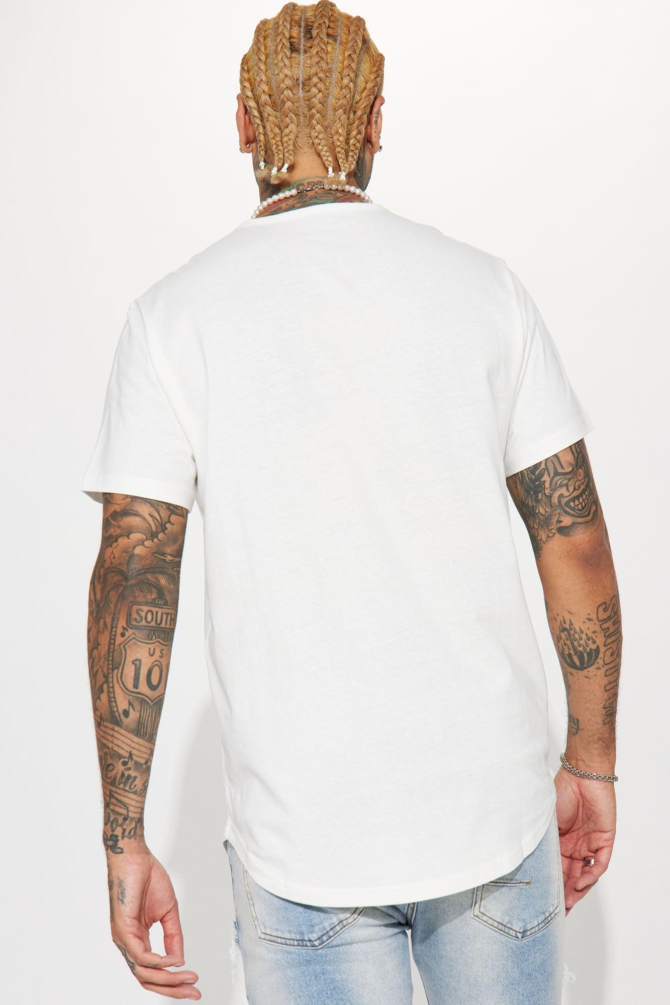 Essential Short Sleeve Scallop Crew Tee - White Product Image