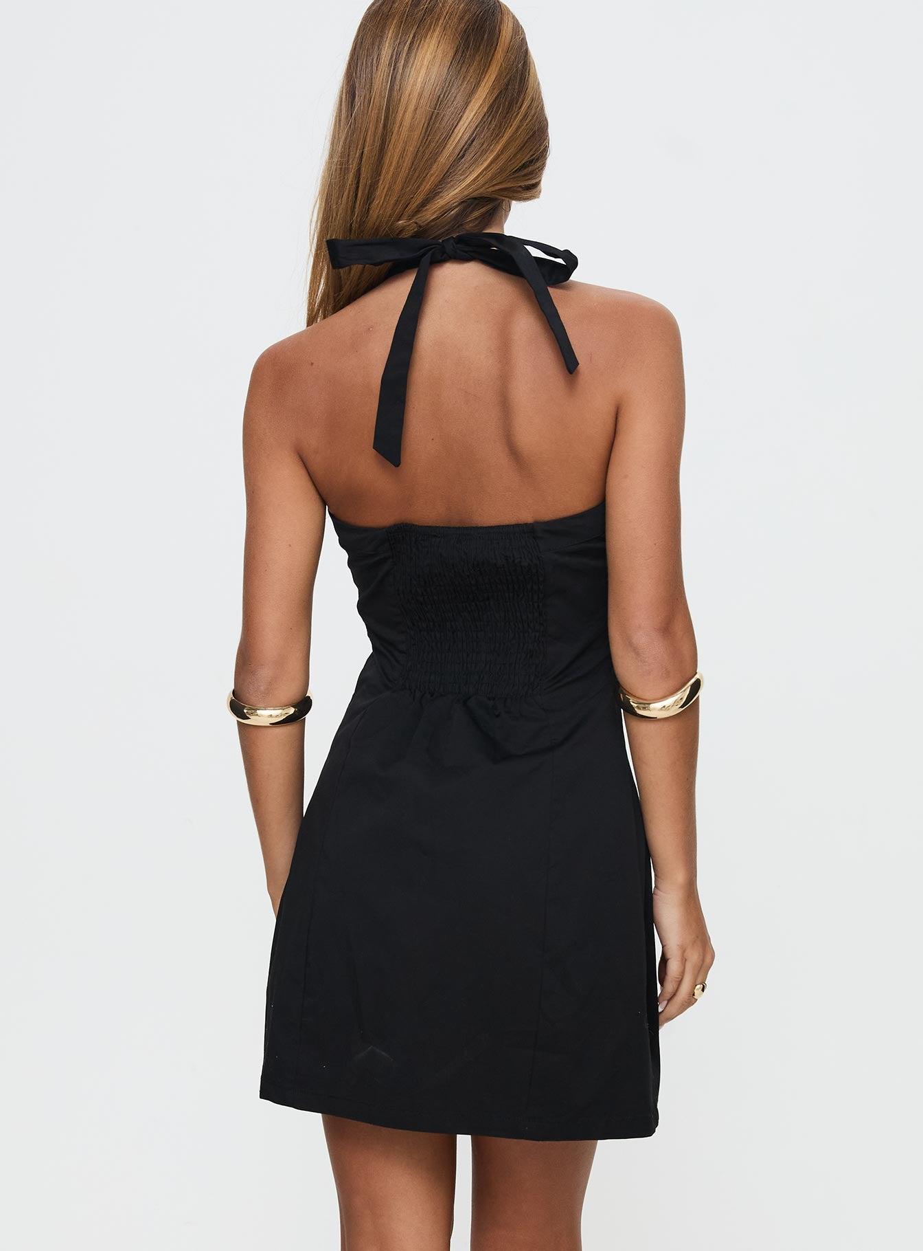 Mallorie Halter Mini Dress Black Product Image