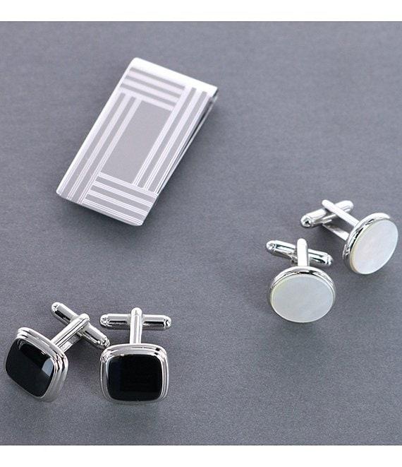 Trafalgar Sutton Round Mother Of Pearl Rhodium Cuff Links Product Image