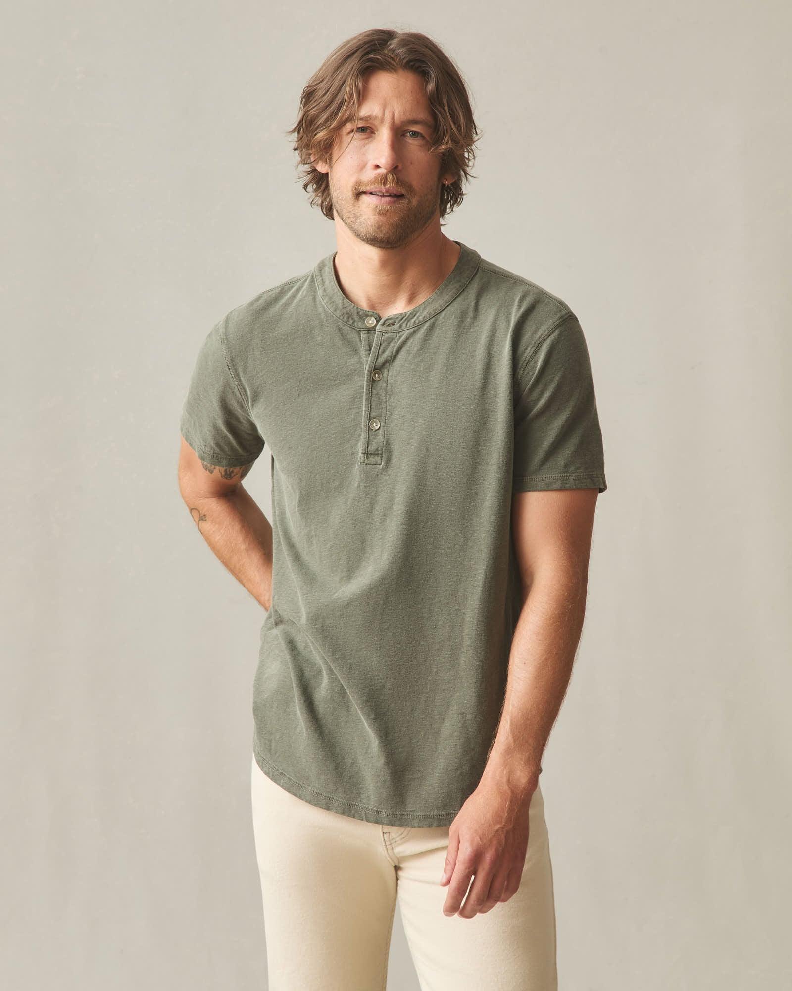 Men's Broken-In Premium Slub Henley - Washed Olive Male Product Image