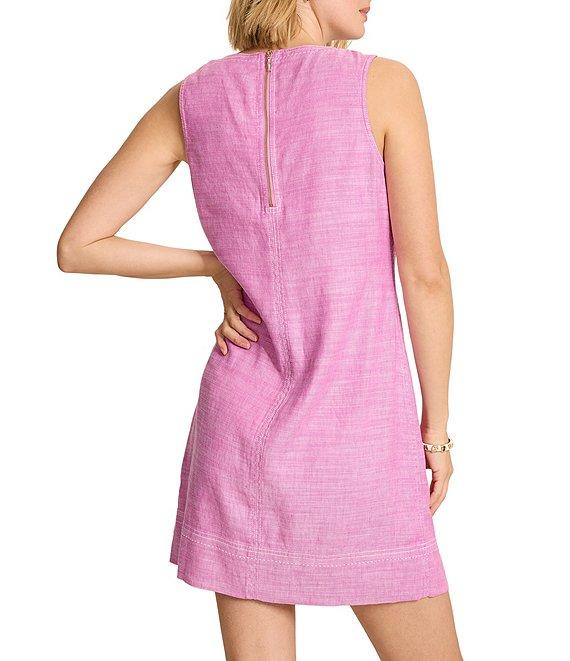 Tommy Bahama Palm-A-Dora Linen Blend Twill Split Neck Sheath Dress Product Image
