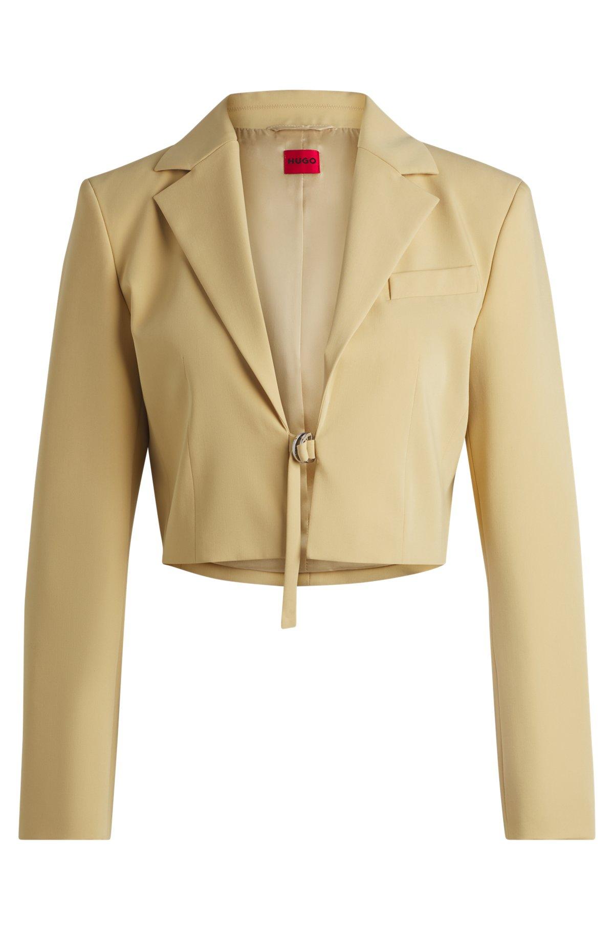 Cropped regular-fit blazer with belt closure Product Image