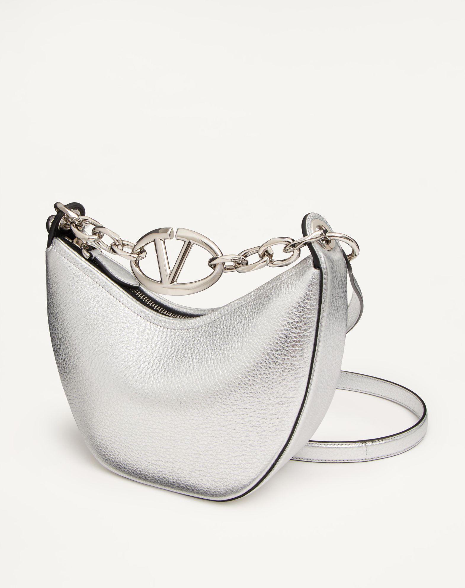 Vlogo Moon Mini Hobo Bag In Metallic Grainy Calfskin With Chain Product Image