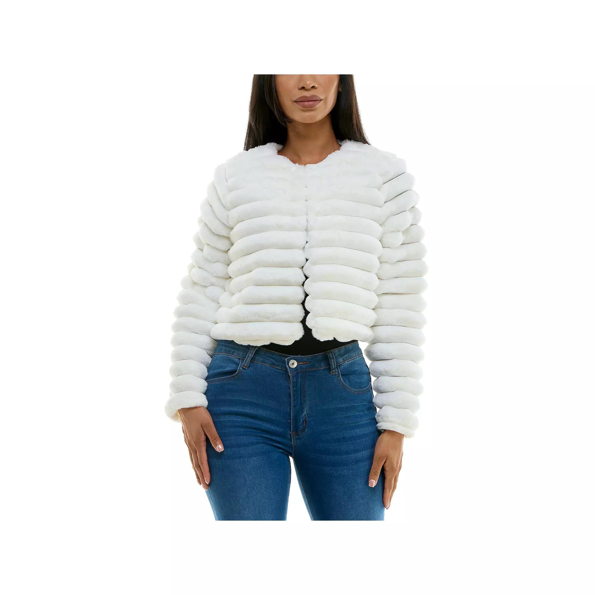 Women's Nina Leonard Long Sleeve Faux Fur Bolero,  Product Image