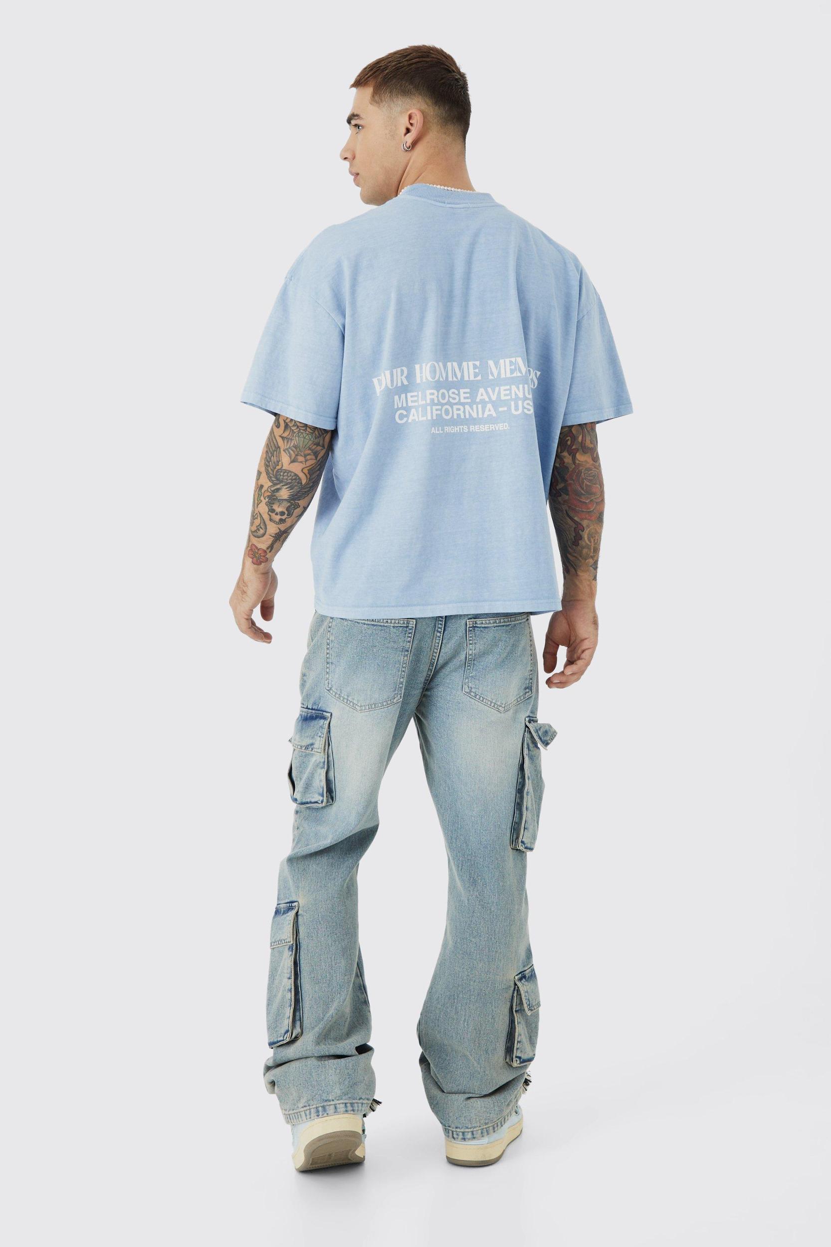 Boxy Overdyed Heavyweight Graphic T-shirt | boohooMAN USA Product Image