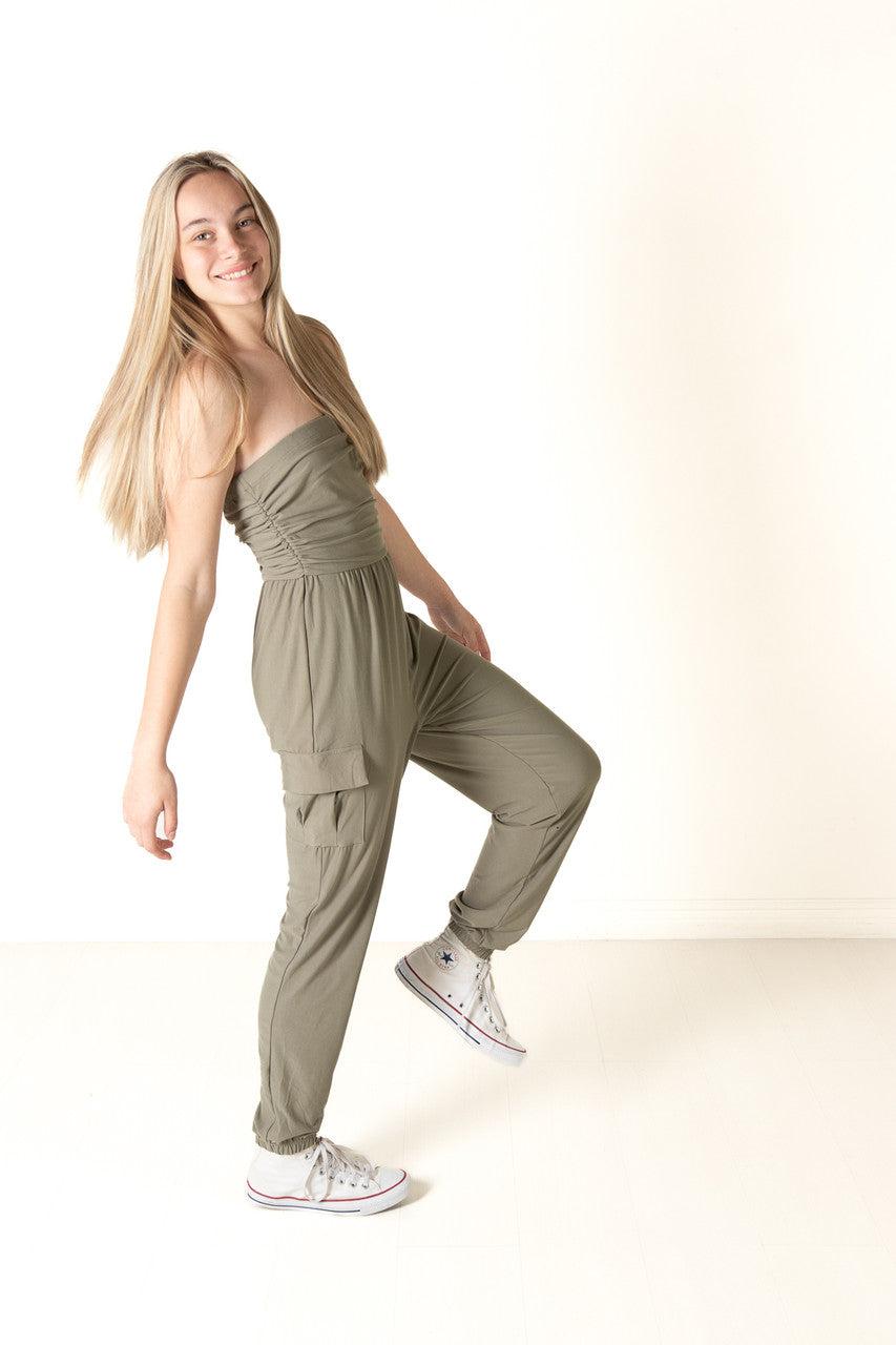 Olive Tube Cargo Jumpsuit Product Image