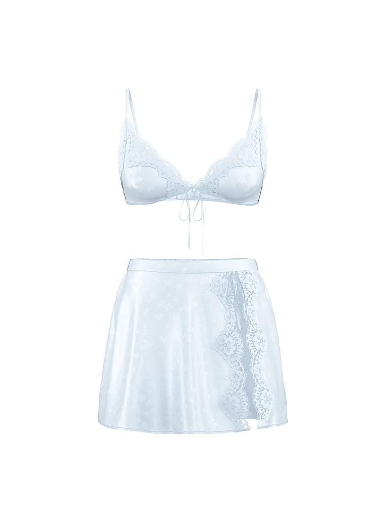 Tease Butterfly Satin Triangle Bralette & Skirt Set Product Image