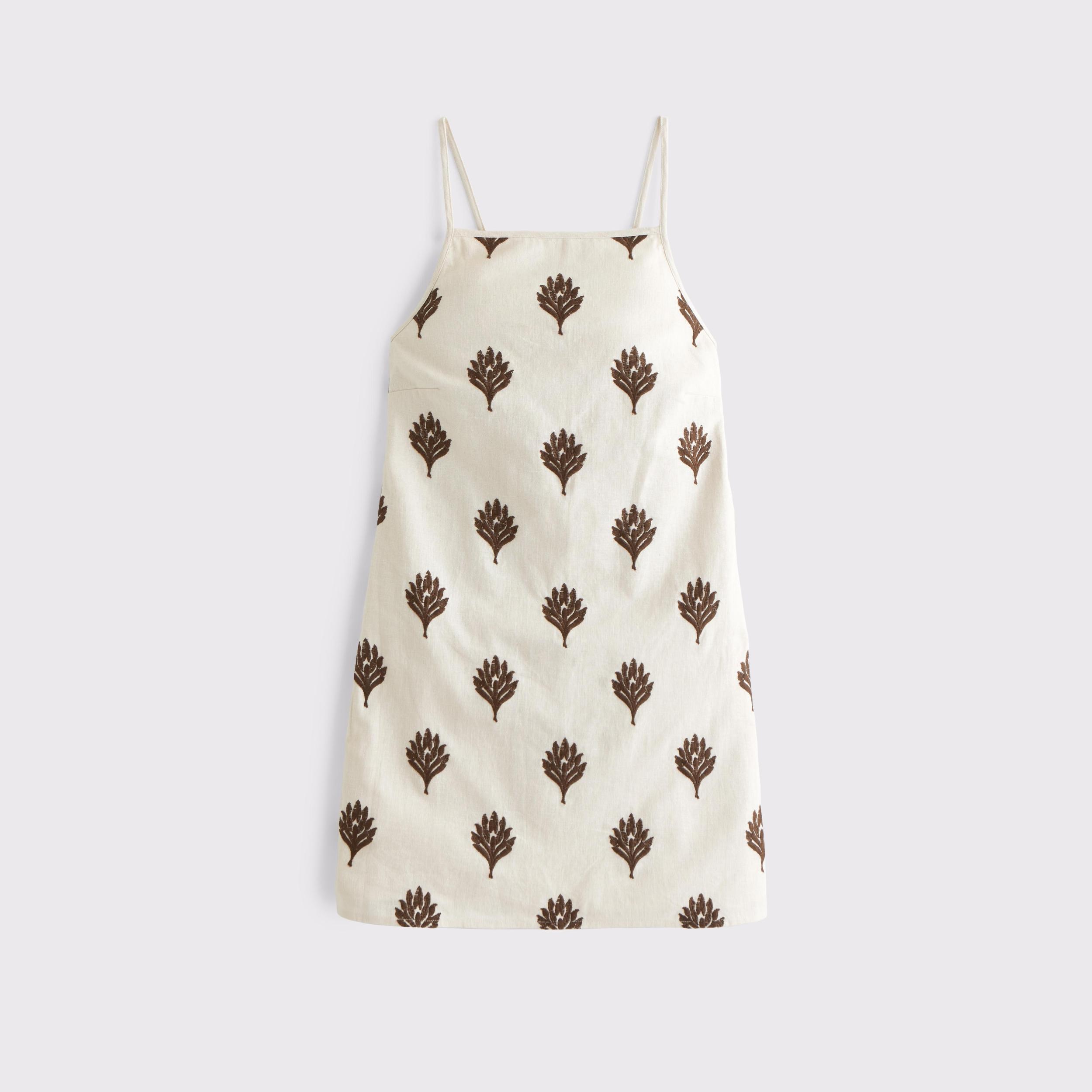 Linen-Blend Apron Mini Dress Product Image