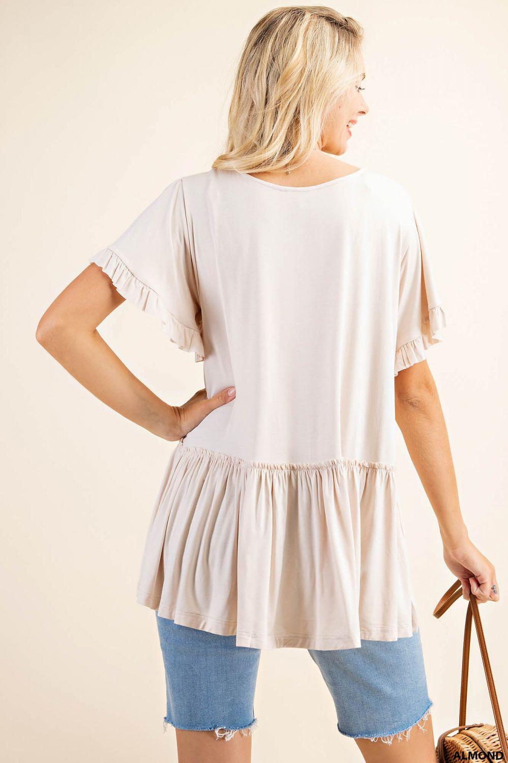7275   Gracie Bell Sleeve Ruffle Top - Reg & Plus! Product Image