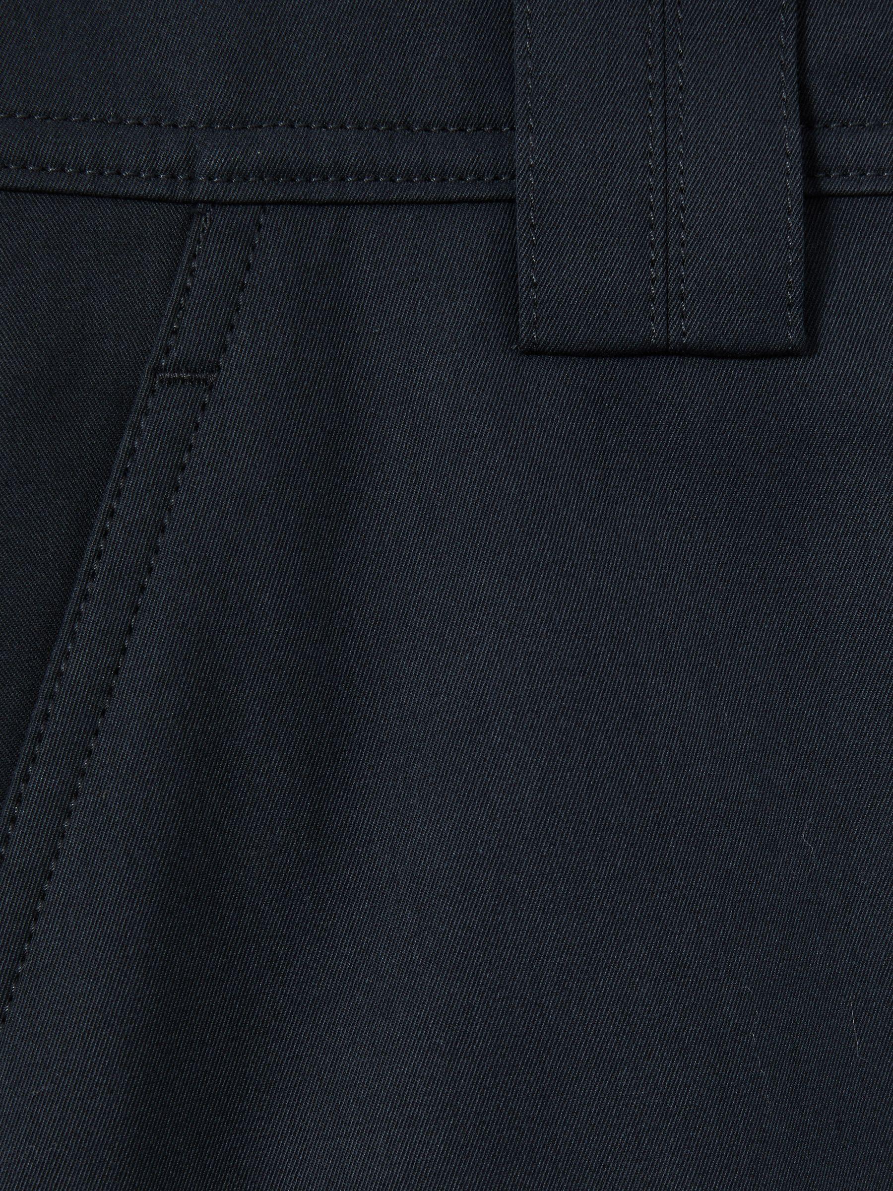 Petite Cotton-Tencel Wide-Leg Combat Trousers in Navy Product Image