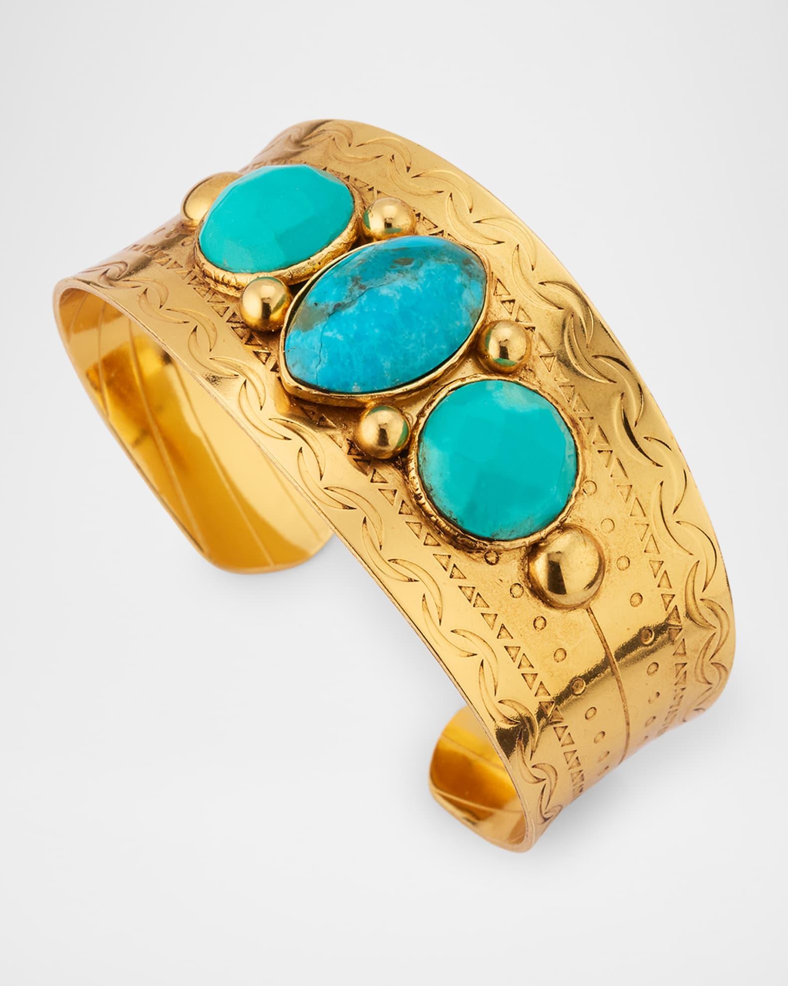 Turquoise Cabochon Cuff Bracelet Product Image