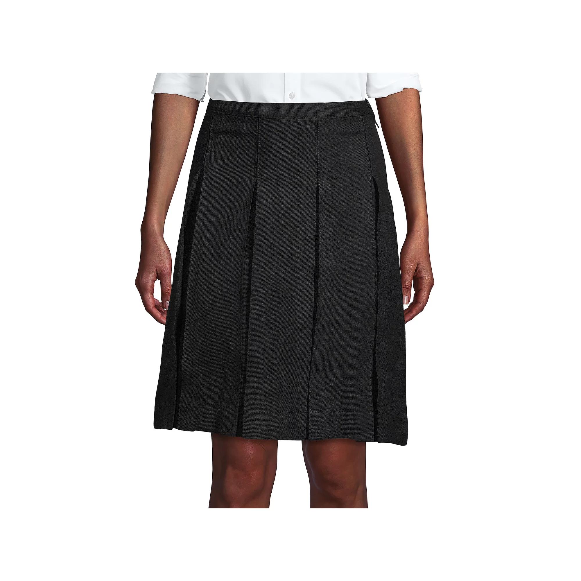 Women's Lands' End School Uniform Above the Knee Box Pleat Skirt,  Product Image