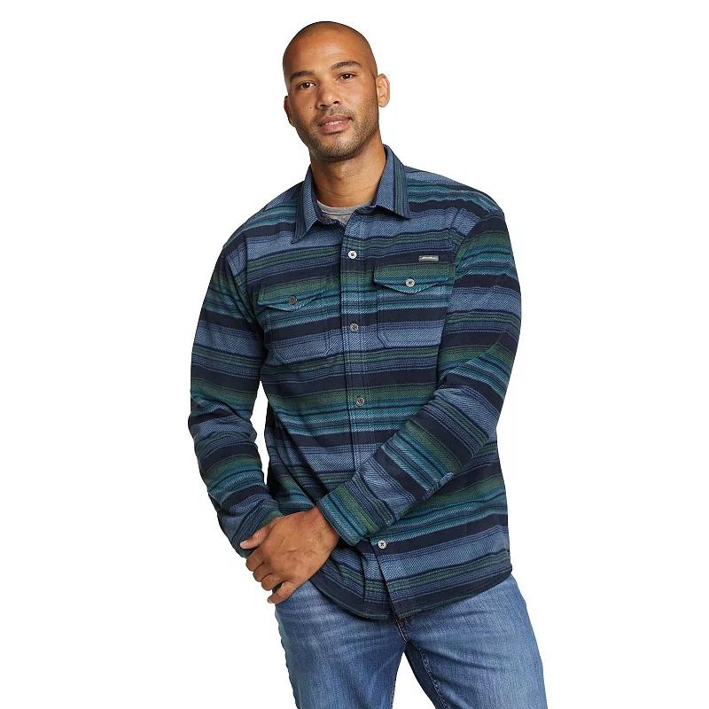Men's Eddie Bauer Chutes Microfleece Button-Front Shirt, Size: Large, Deep Blue Product Image