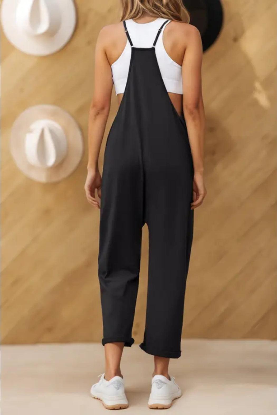 Pocketed Adjustable Spaghetti Strap Jumpsuit Product Image
