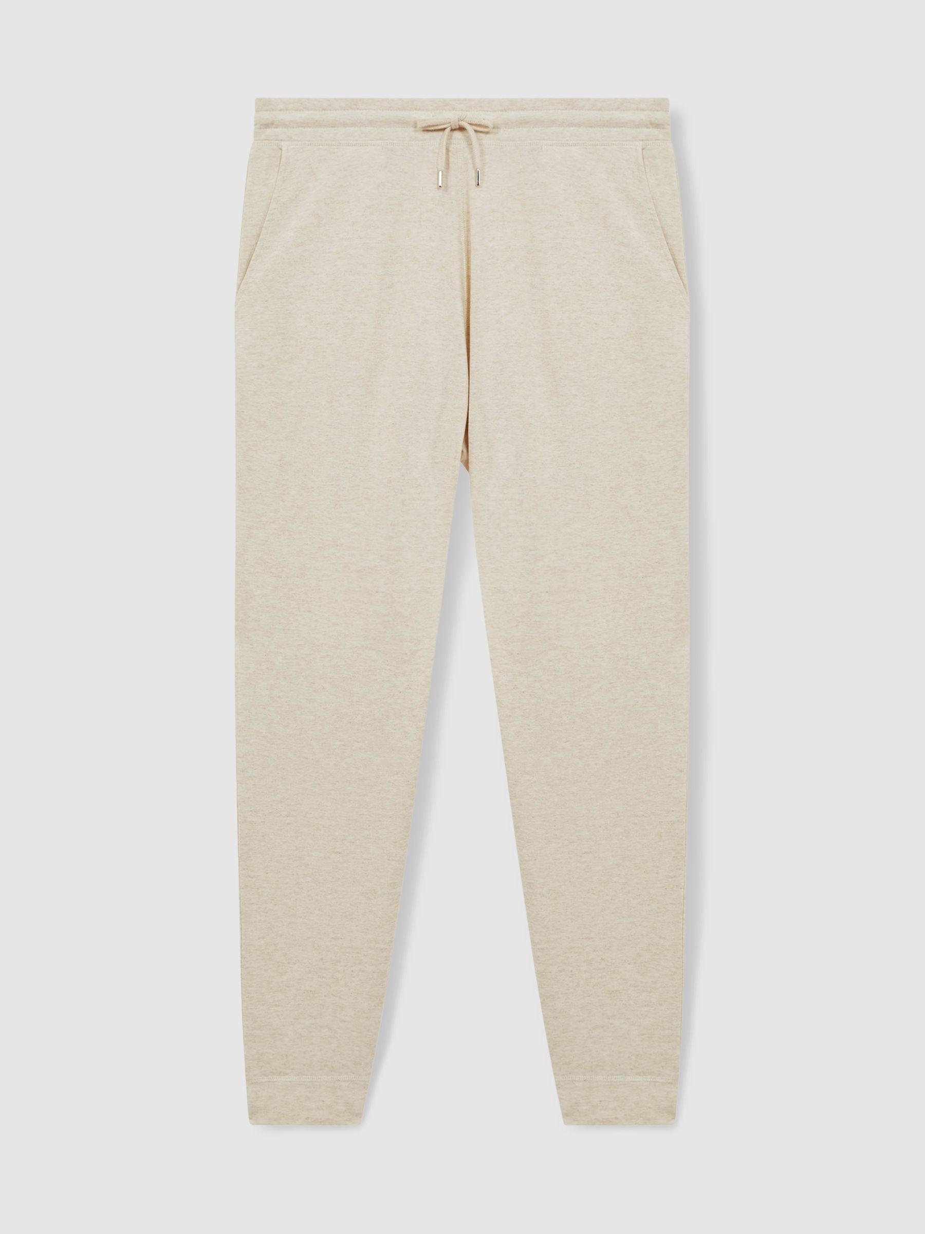 Drawstring Fleece Lined Joggers in Oatmeal Melange Product Image